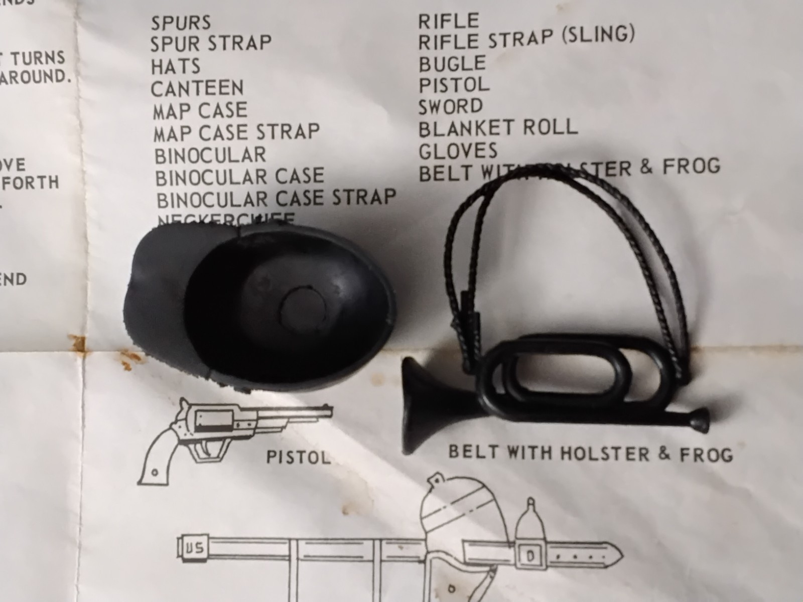 Original Marx General Custer, Equipment Manual, Bugle, & Hat Excellent Condition