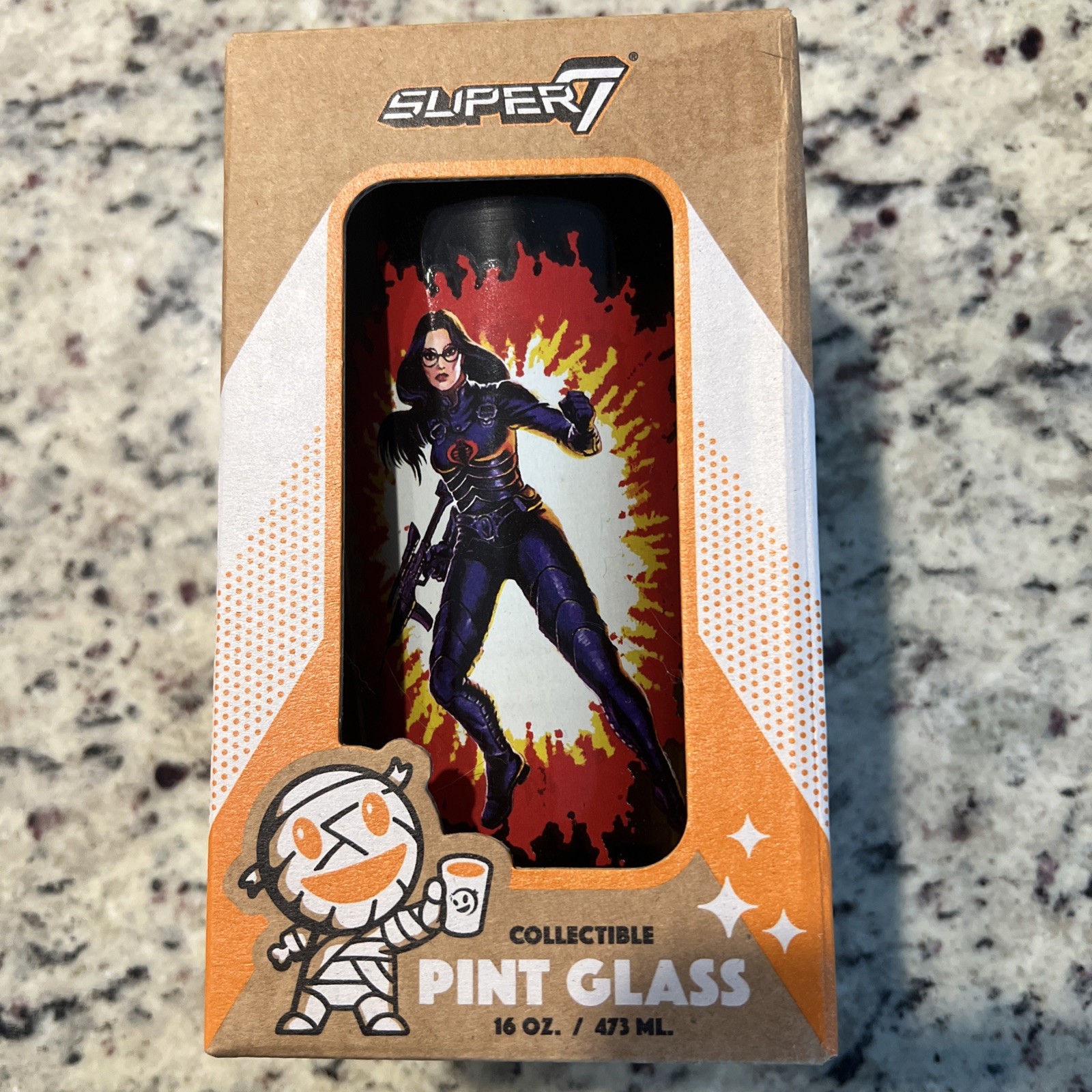 Super 7 Hasbro Drive-Thru Drinkware GI Joe Baroness 16 Oz Pint Glass NIB