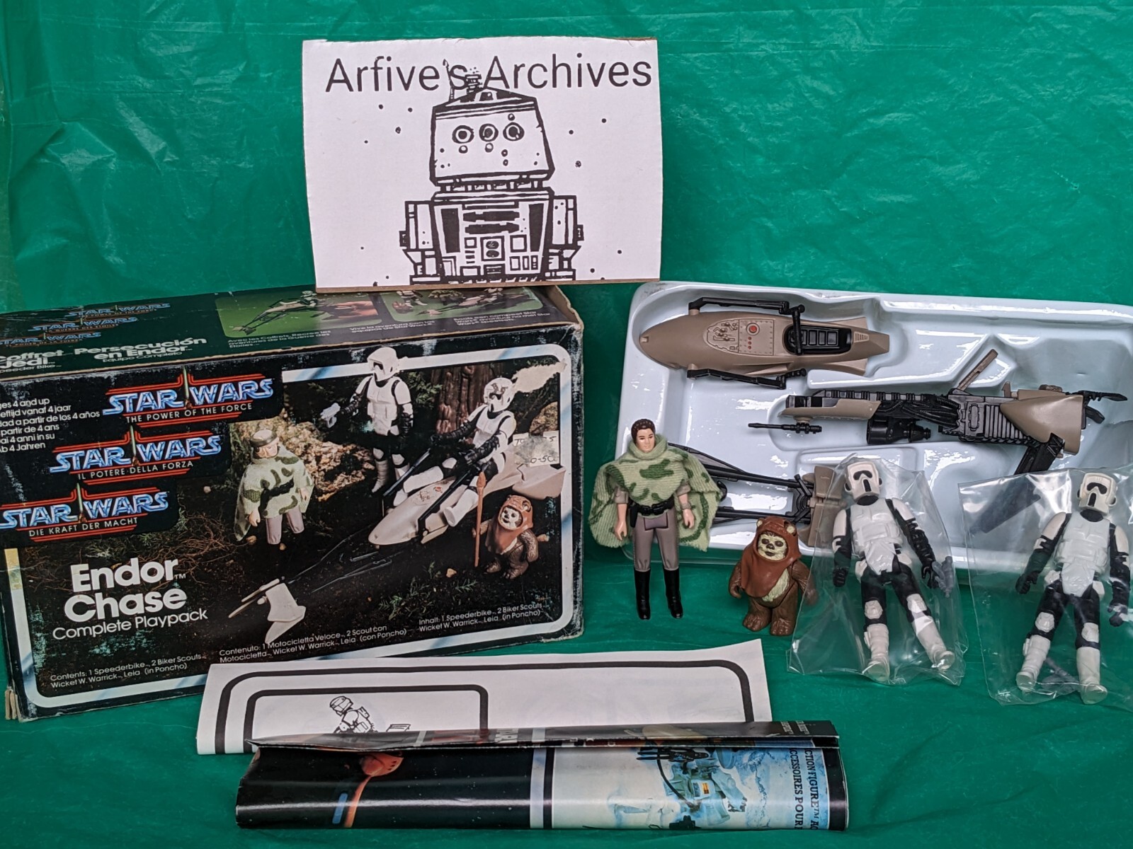 🟢⚪ Vintage Star Wars ENDOR CHASE PLAYPACK w box UK Palitoy 1984 POTF ⚪🟢