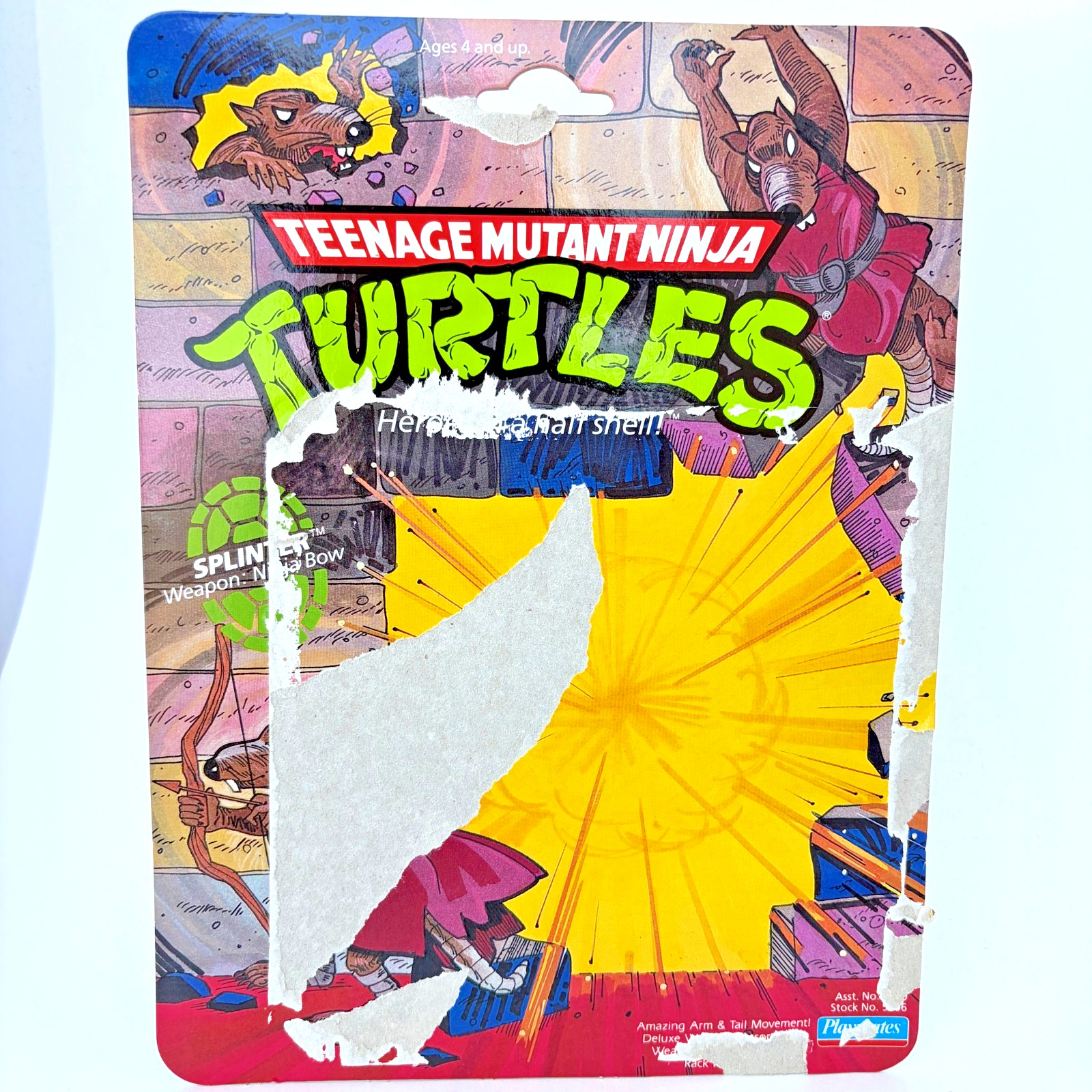 1988 TMNT Original Splinter with accessories and 10 card back – Pre-Owned