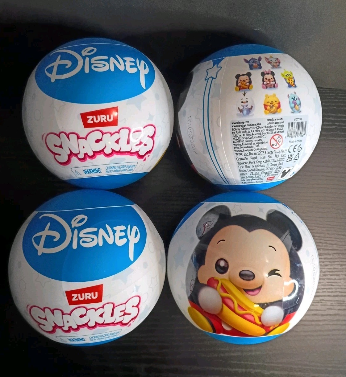 Disney Snackles Zuru Blind Balls Lot of 4 – New Sealed – mystery plush Capsules