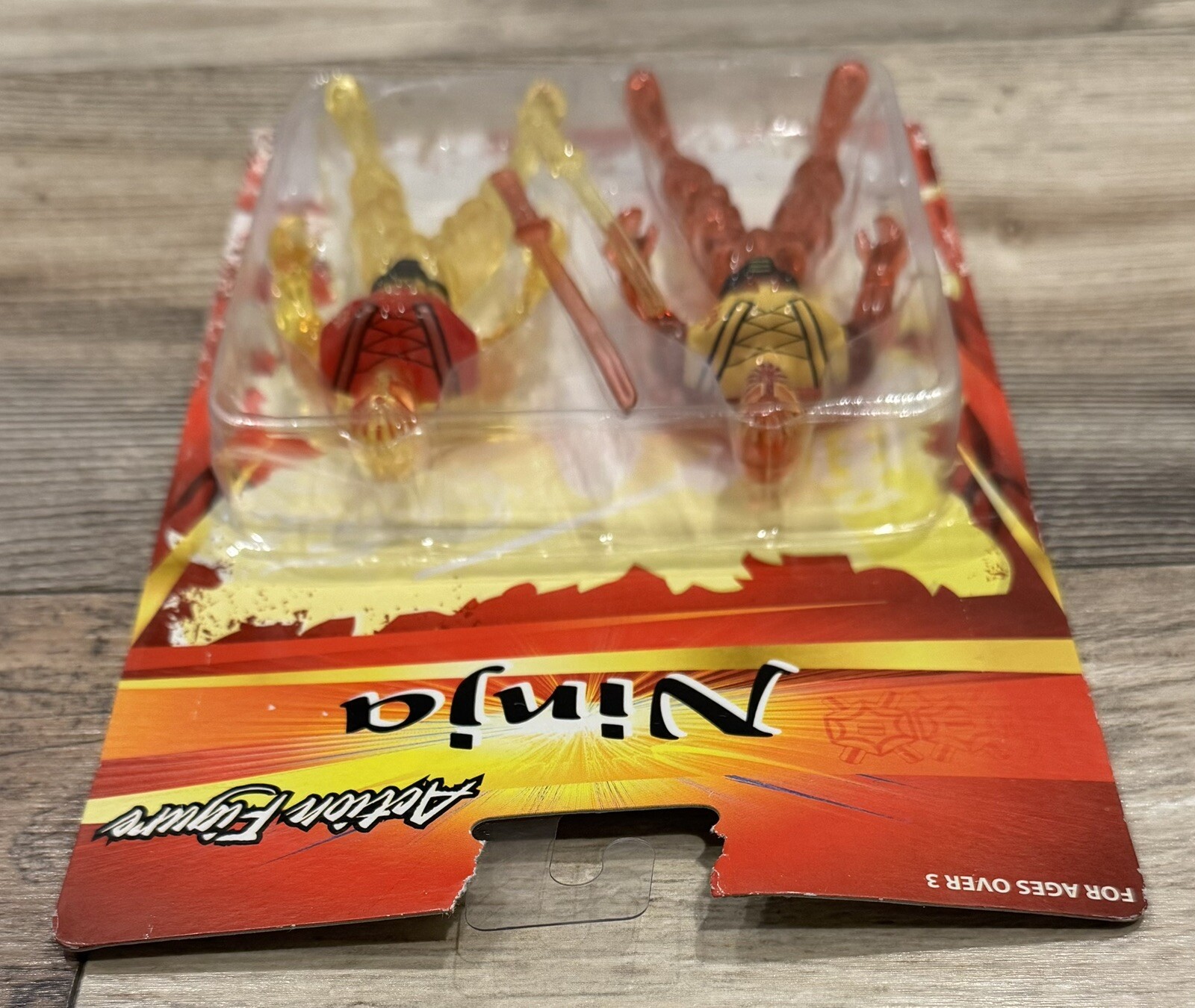 GREENBRIER ORANGE & YELLOW TRANSLUCENT NINJA ACTION FIGURES W/SWORDS – SEALED!!!