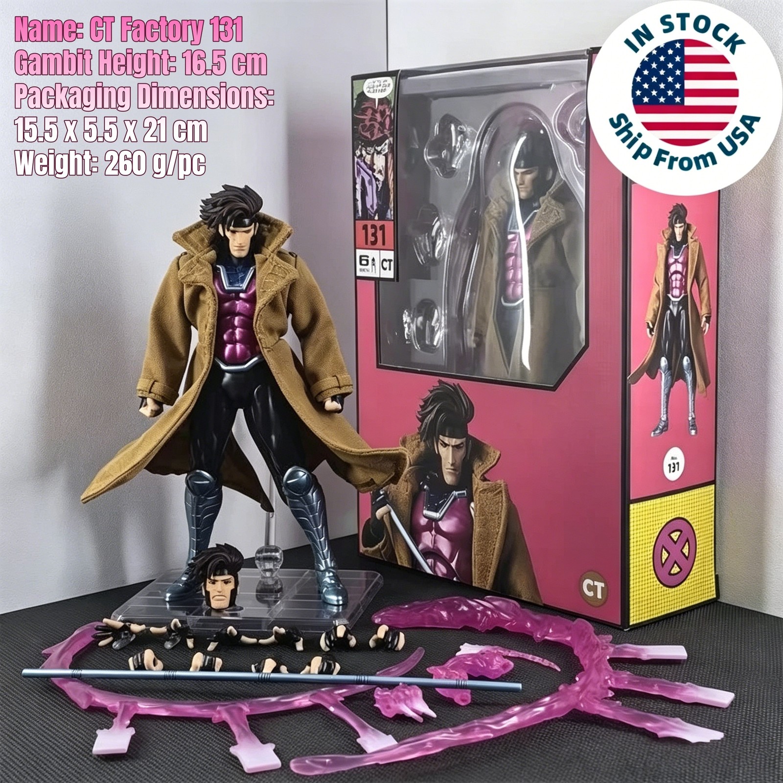 Gambit X-Men Comic Version w/Accessory 6&Prime; Action Figure CT Toys #131 New Box