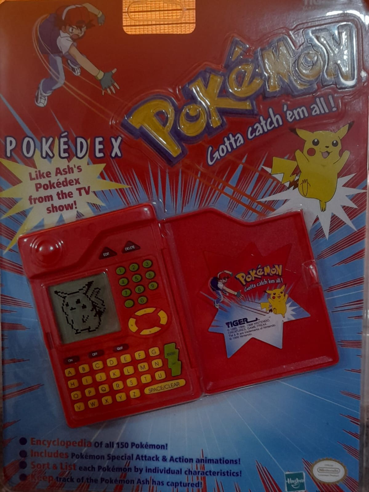 Tiger Electronics Pokémon Pokédex Red Handheld Electronic Game Toy 1999 Vintage