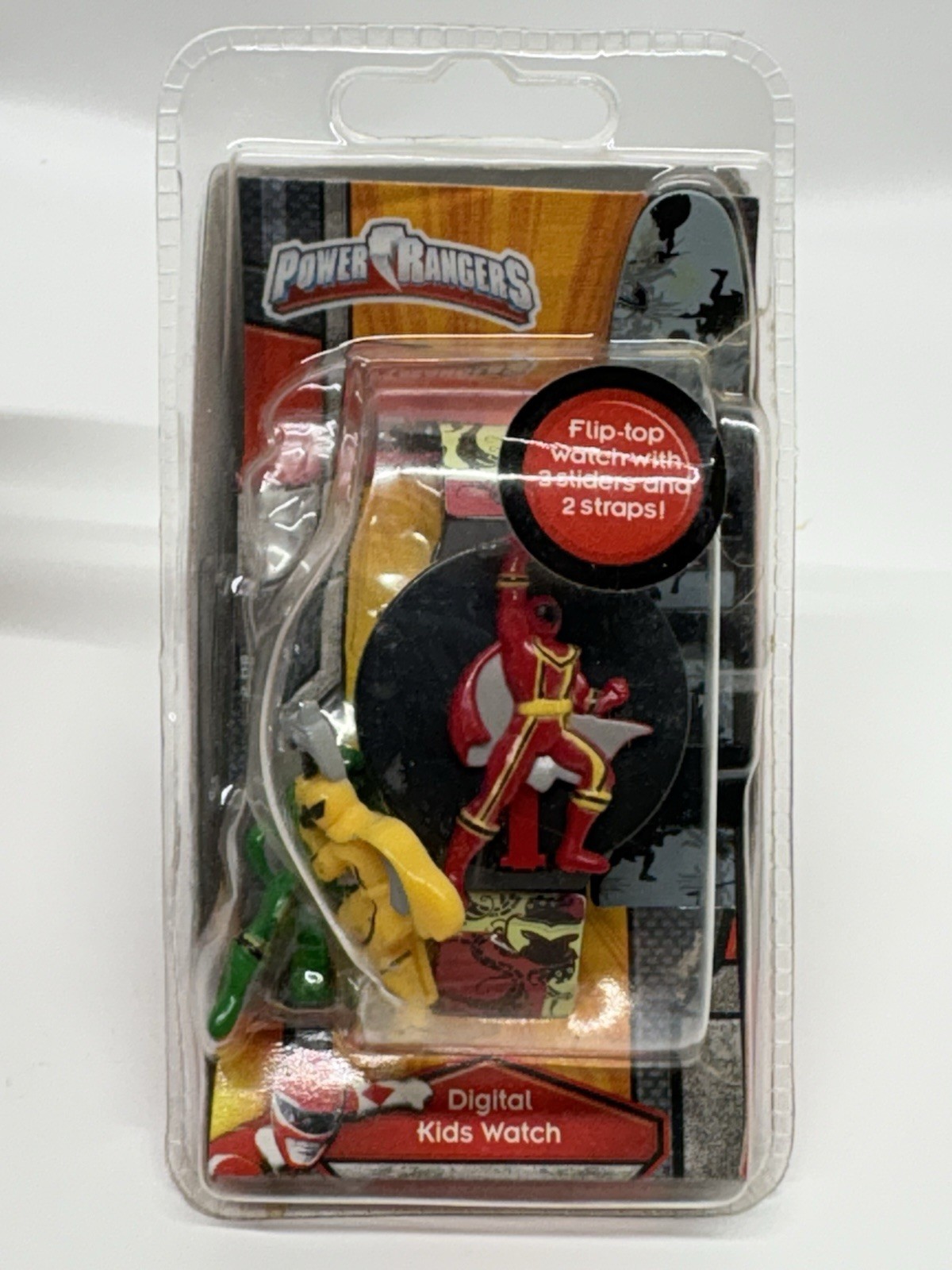 Vintage Power Rangers Flip-Top Watch With 3 Sliders And 2 Straps NIB