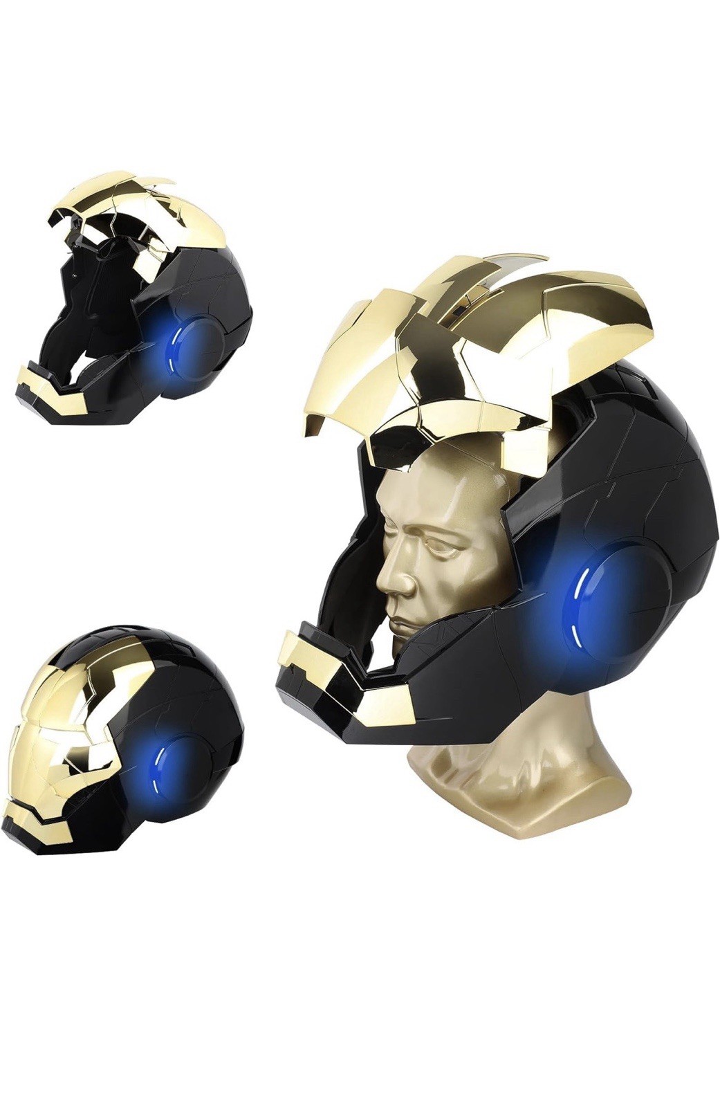 Iron Man black and gold Mk5 1:1 Electric Helmet Jarvis Voice Control