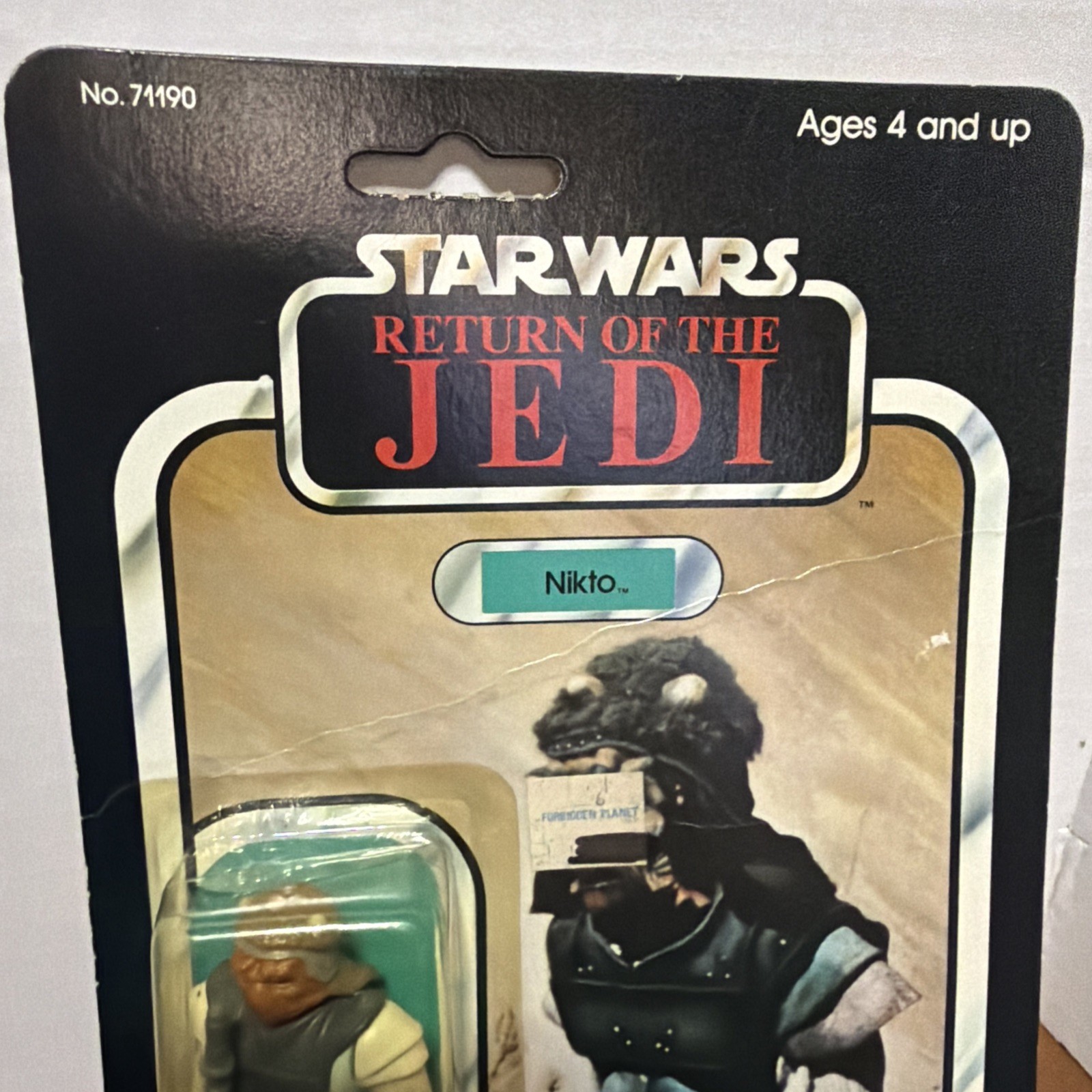Vintage 1983 Star Wars Rotj Nikto Moc 79 Back Completely Sealed Crease Card *178