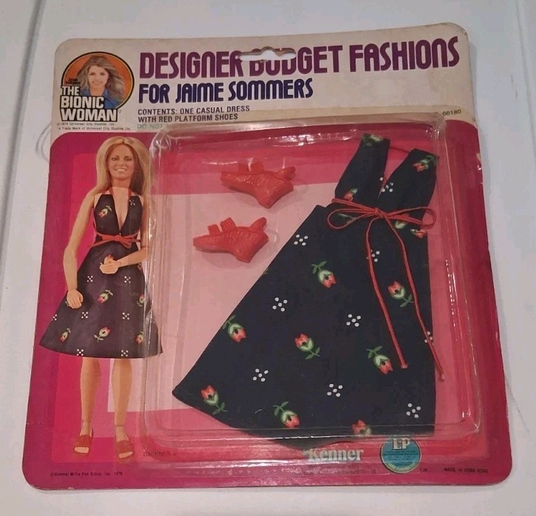 VINTAGE Kenner BIONIC WOMAN Designer Budget Fashions Casual Flower Dress Shoes