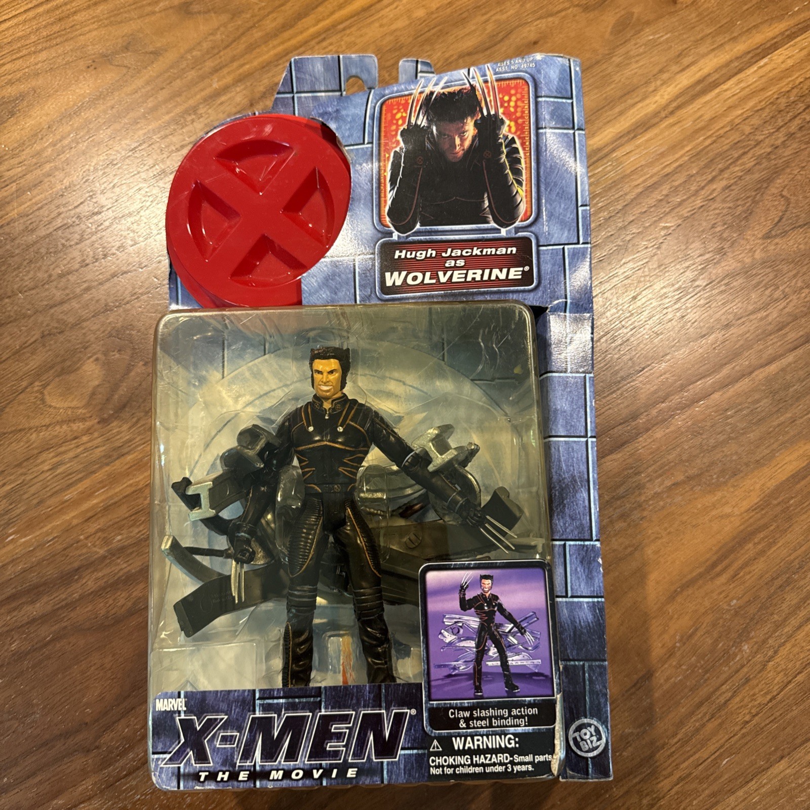 X-Men The Movie Hugh Jackman As Wolverine Action Figure, Toy Biz 2000