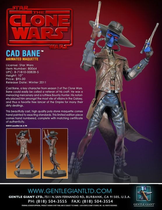GENTLE GIANT STAR WARS THE CLONE WARS CAD BANE MAQUETTE STATUE NEW 2011 *US*