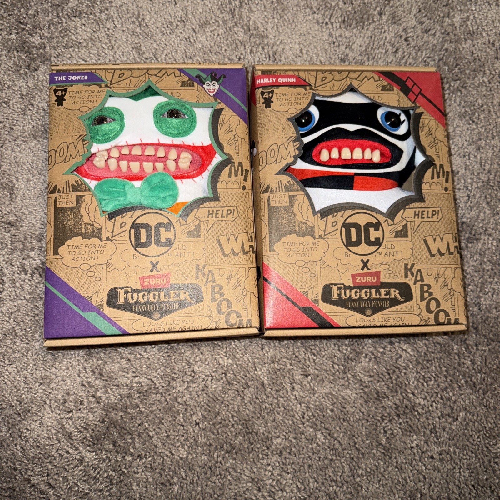 Fuggler Funny Ugly Monster Joker And Harley Quinn Bundle Dc 2 Lot
