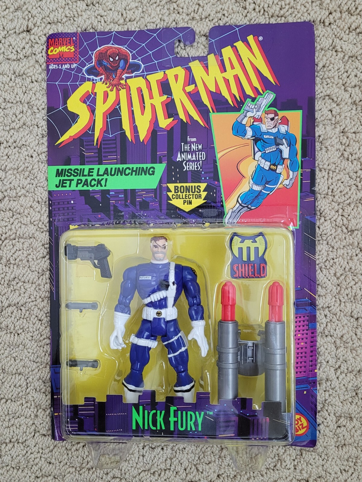 1995 Toy Biz Spider-Man Animated Series Nick Fury Buy More Save Shipping READ