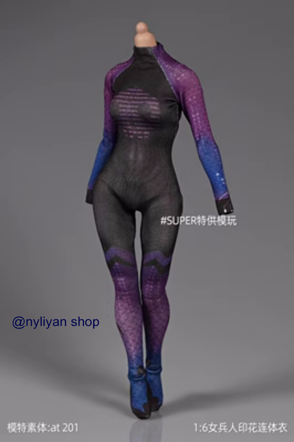 1/6 Female Purple Elastic Tight Bodysuit Clothes F 12&Prime;PH TBL Action Figure Body