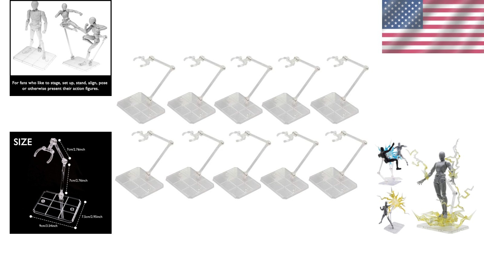10pcs Action Figure Display Stand Holder Base