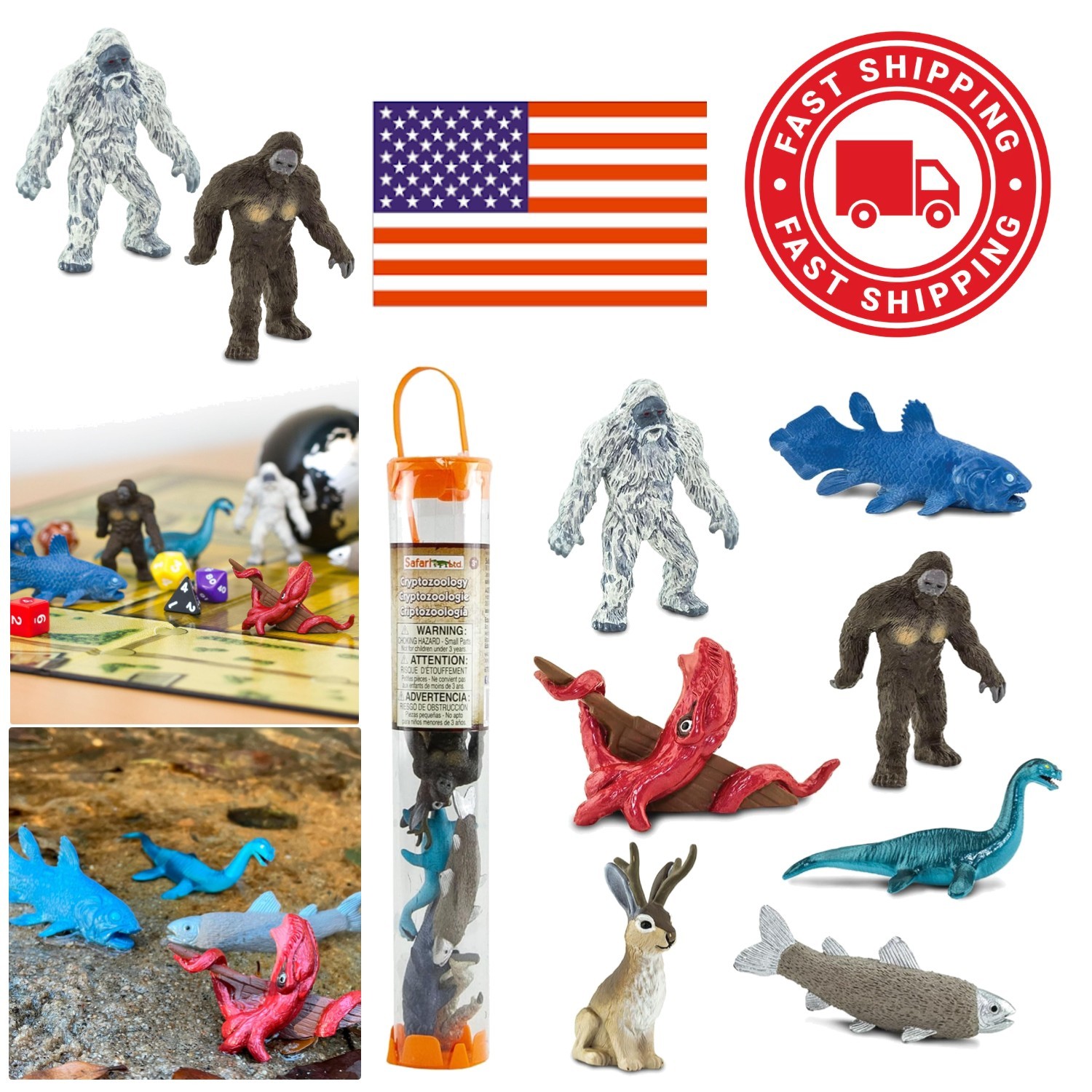 All Plastic Cryptozoology Figurines for Boys Girls Ages 3 Plus Educational Fun