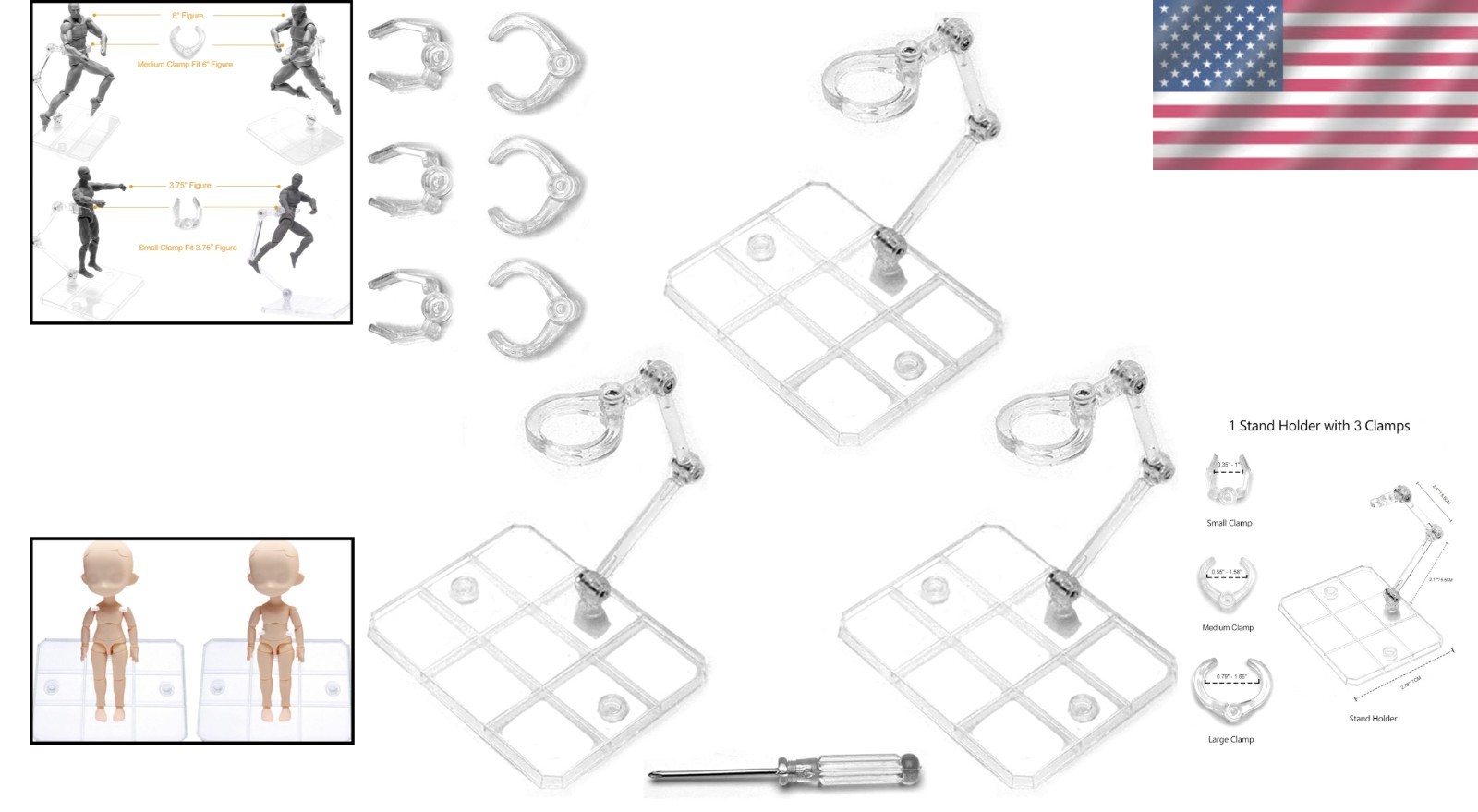 Sturdy Action Figure Stands – 3-Pack Display with Adjustable Clamps & Easy Setup