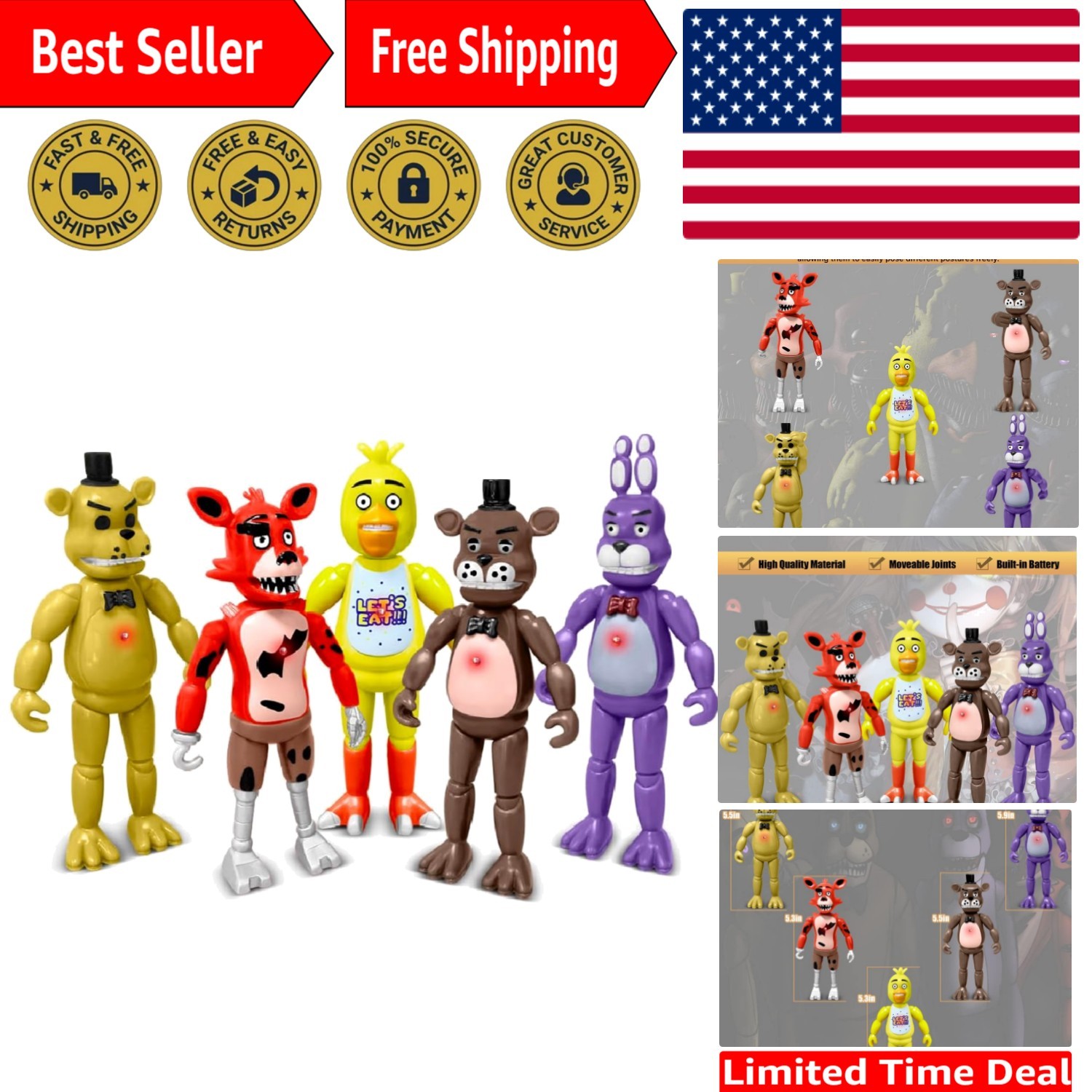 Glow in the Dark Action Figures – 5 Pack with Movable Joints & Unique Styles
