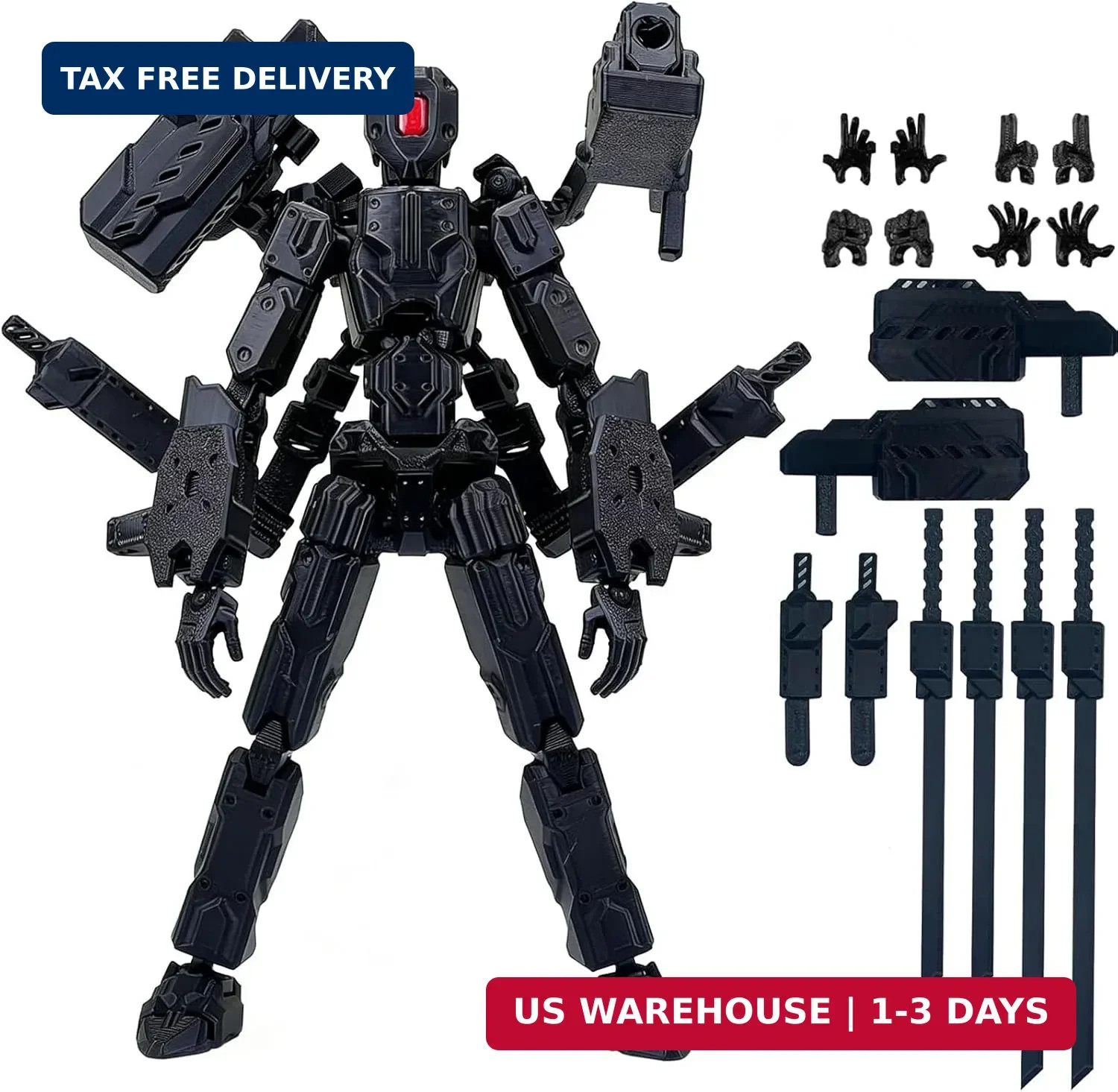 T13 Action Figure Set, 3D Printed Dummy 13, Titan 13 with 6 Arms, T 13 Multi-Joi