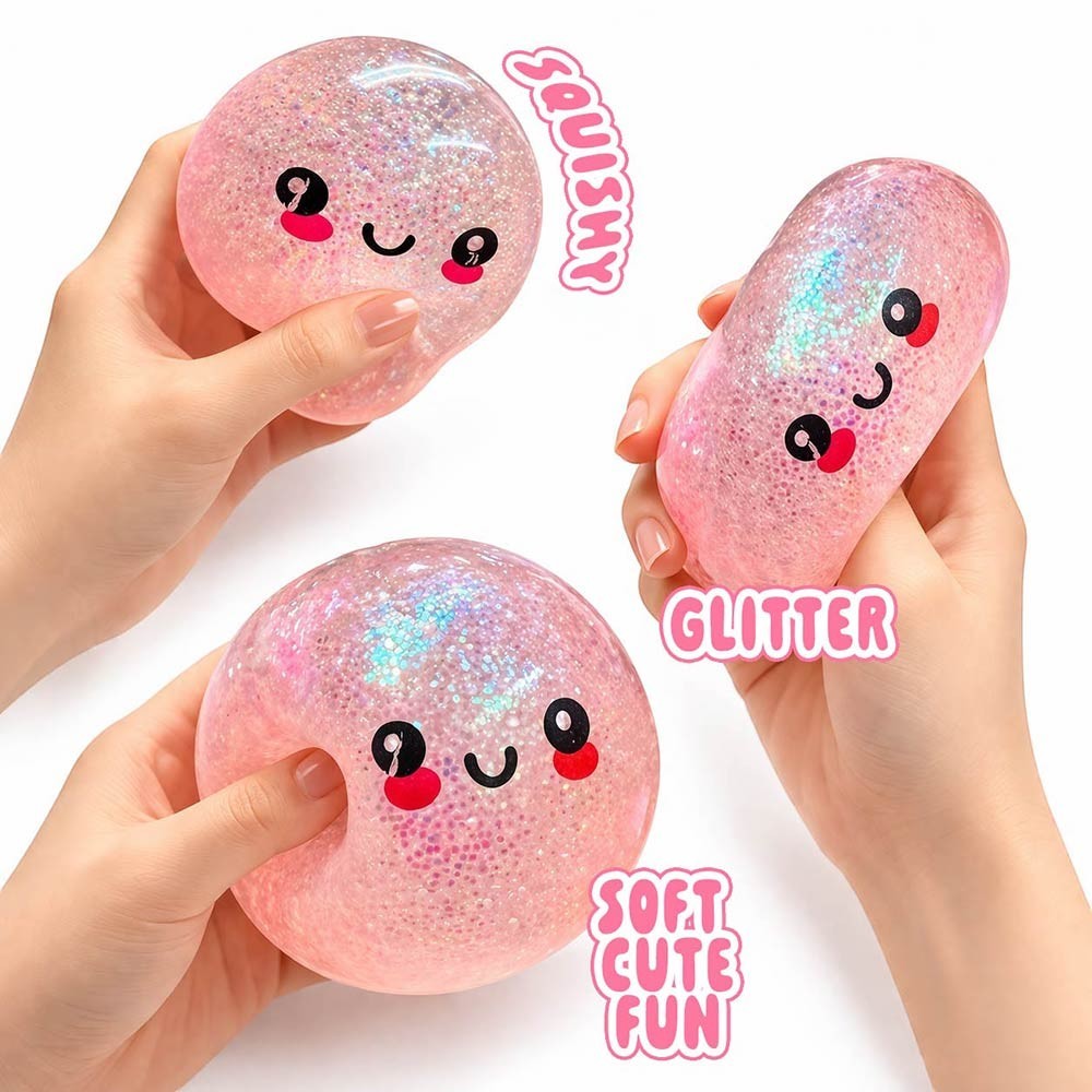 Squishy Glitter Steamed Bun Dumpling Stress Relief Squeeze Toy New 1pc
