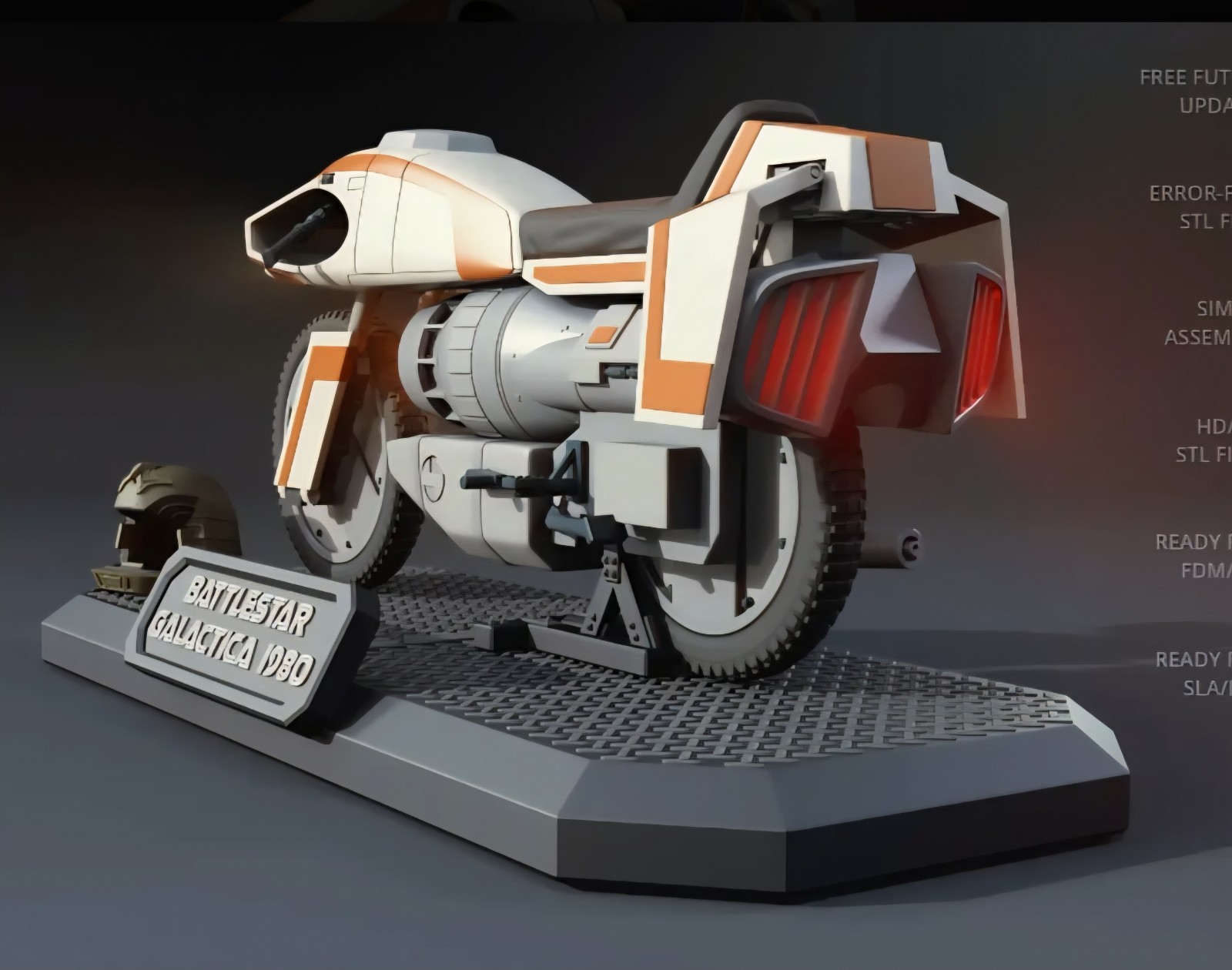 BATTLESTAR GALACTICA Colonial Flying Motorcyle 13&Prime; 1/8 Custom 3d Model Kit