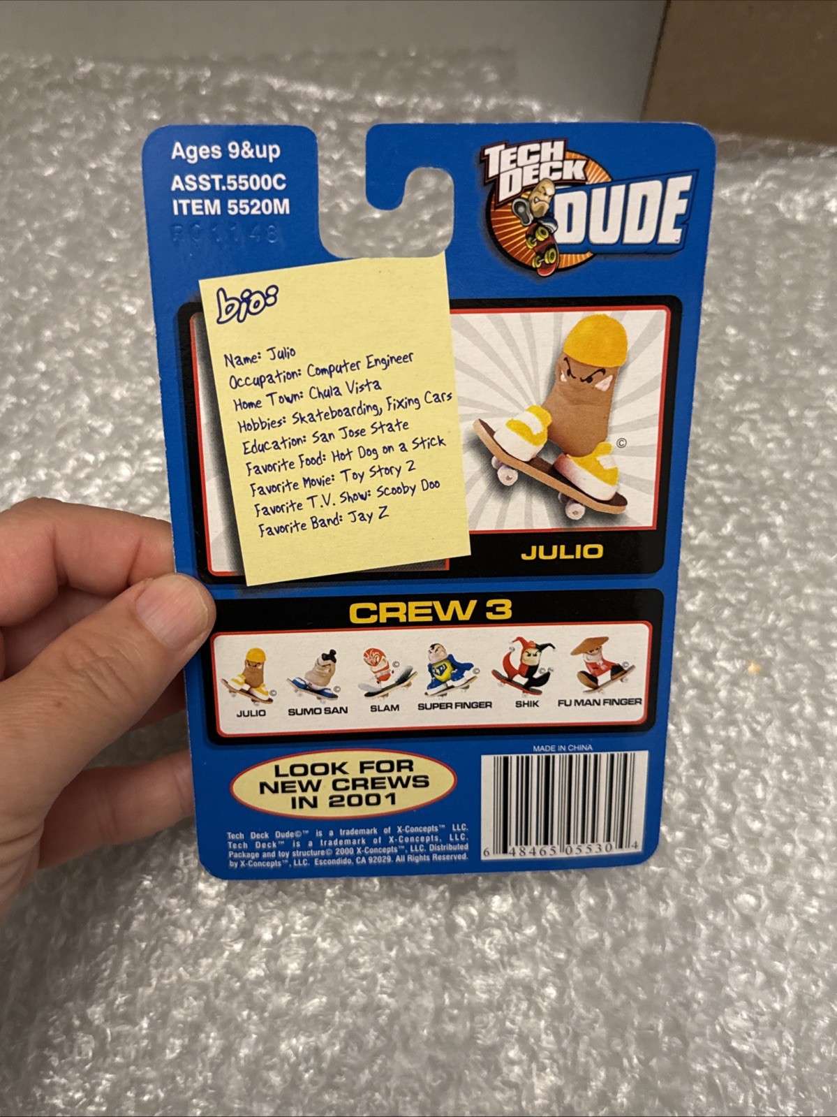 Vintage Tech Deck Dude Julio Skateboard Crew New 2000 Fingerboard Toy Y2K Figure