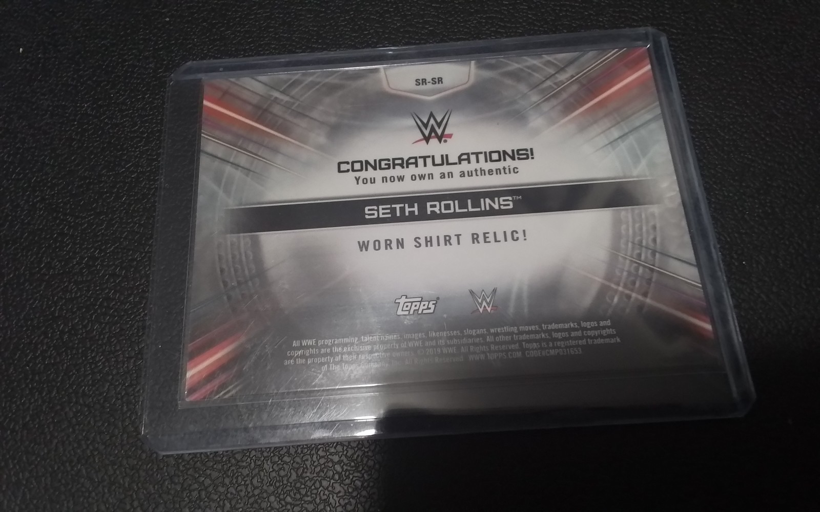 WWE Seth Rollins Mattel Ninja Turtle Figure Topps Worn Shirt Relic #52 of 199!