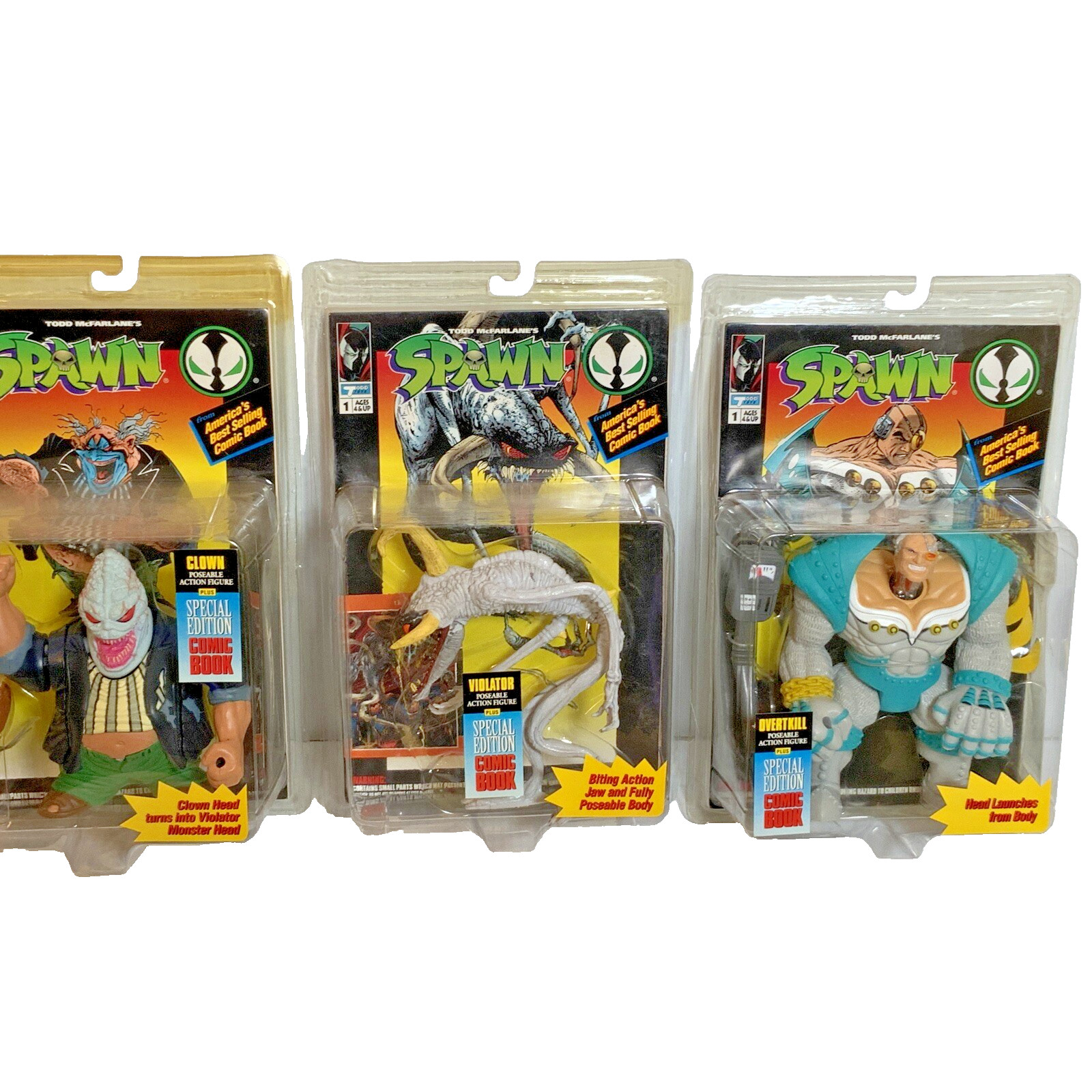 Spawn Lot Of 3 Comic Book SE Clown Violator Overtkill Action Figure&rsquo;s