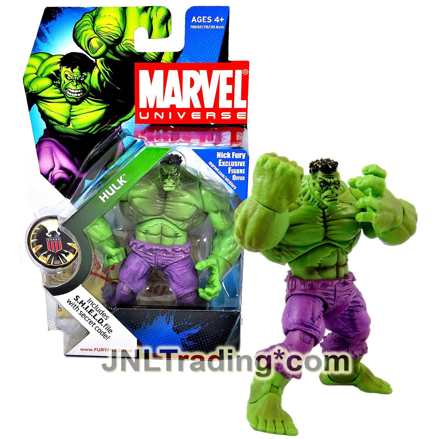 NEW 2008 Marvel Universe 4.5&Prime; Figure Series 1 #13 Green HULK + S.H.I.E.L.D File