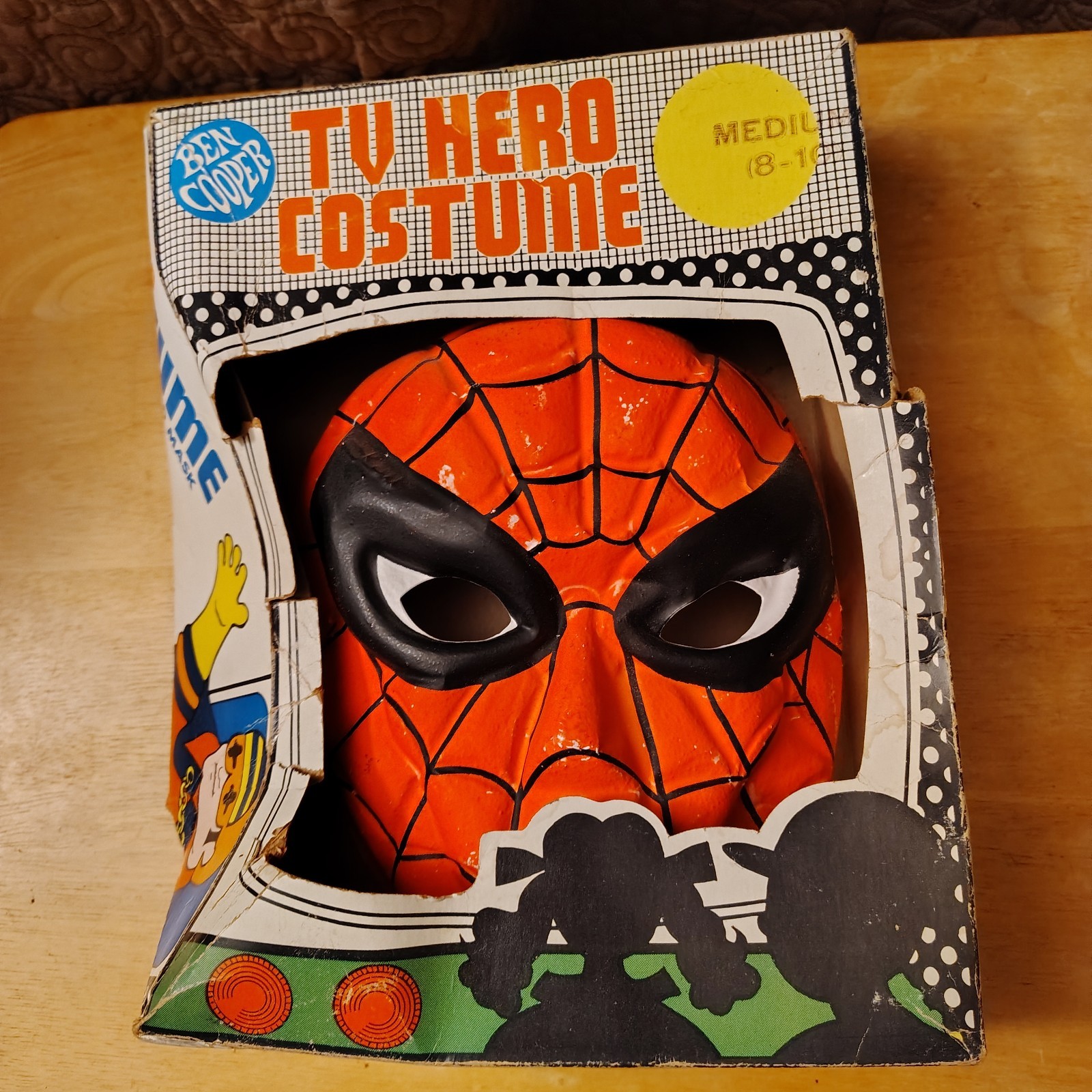 1972 Ben Cooper Silver Age Spiderman Complete Mask and Costume USED