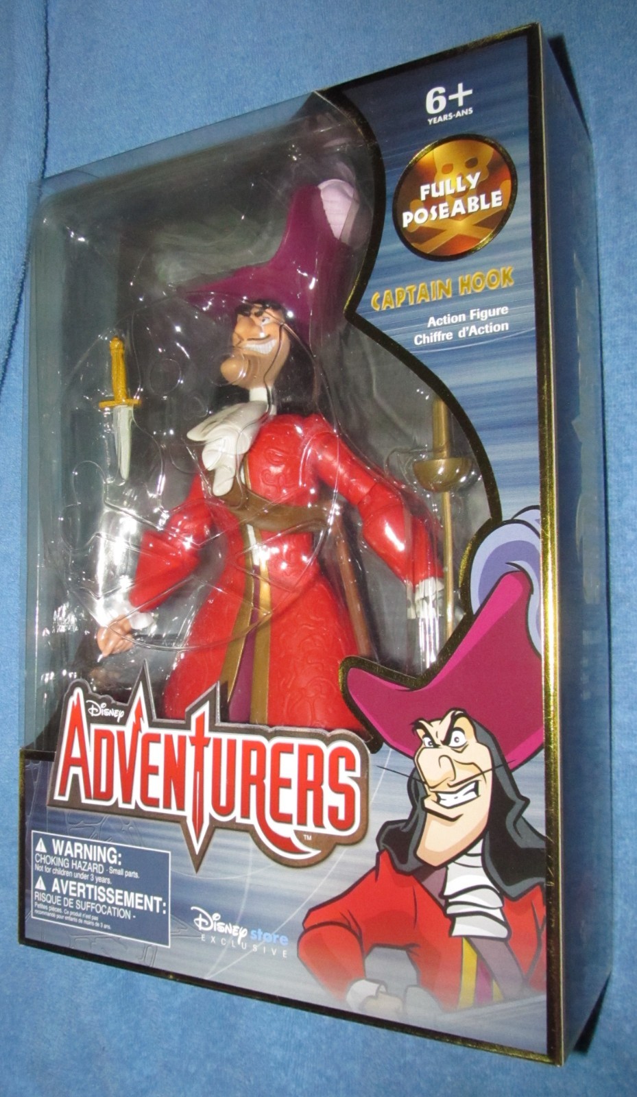 Disney Store Adventurers Fully Poseable Captain Hook 12&Prime; Action Figure 1999 /HTF
