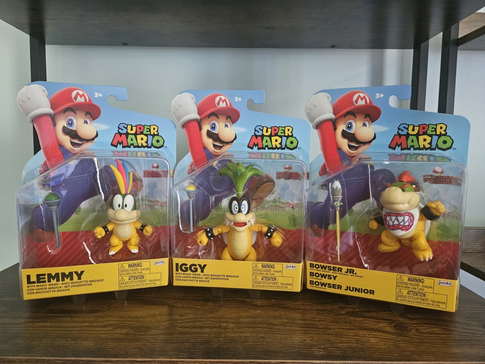 Jakks Pacific Super Mario Iggy Lemmy Bowser Jr 4&Prime; Action Figures New in Package