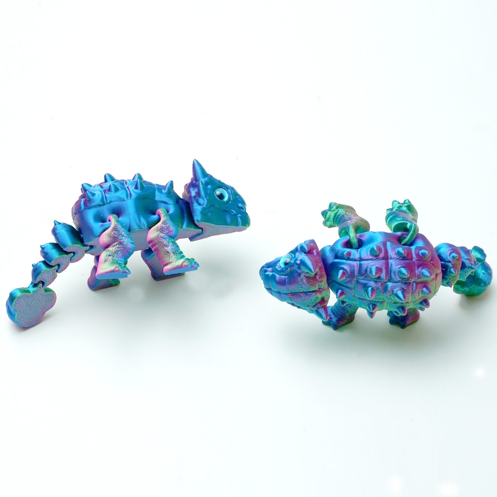 2PCS 3D Printed Ankylosaur Model,Articulated Animals figure,Toys Home Decor
