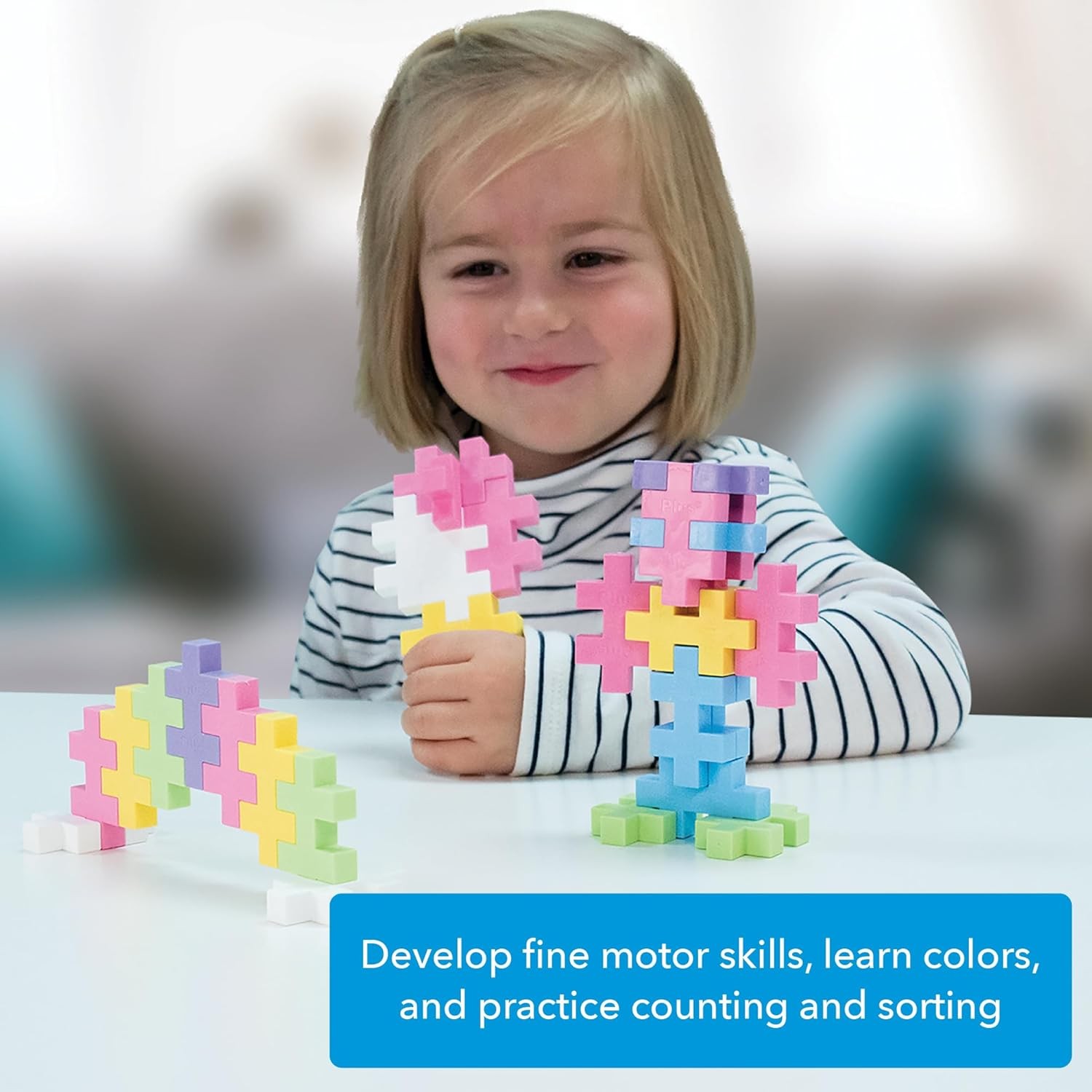 100 Pcs Puzzle Blocks Interlocking STEM Toy Kids Quiet BPA Free Pastel Mix Color