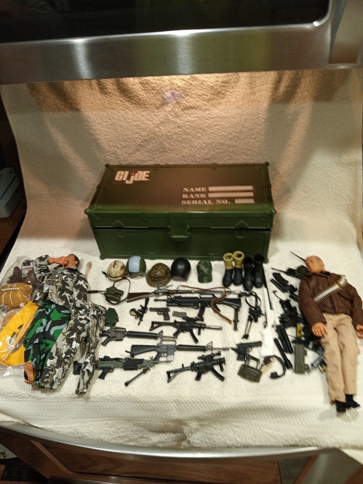 GI Joe Ammo Box (1990&rsquo;s) Lot With Clothes And Accessories Weapons Figures