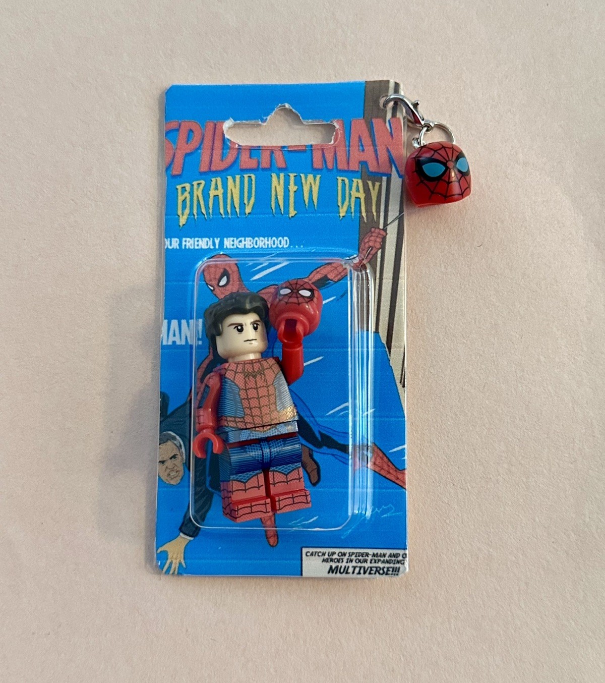 Spider-man Brand new day lego mini figure display collectible card bag charm