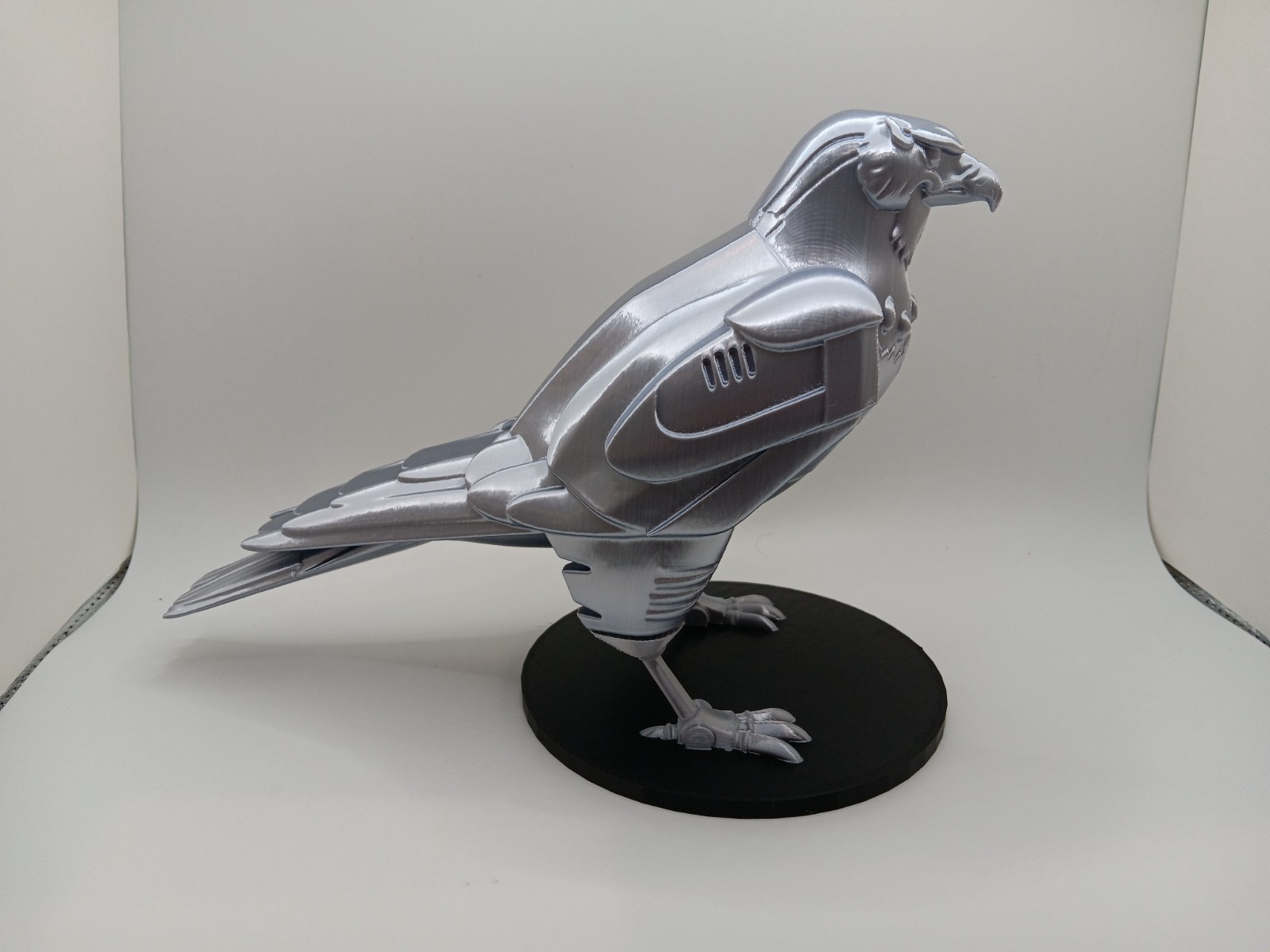 Retro Silverhawks Tally Hawk statue figure 7&Prime; 3D printed metallic silver plastic