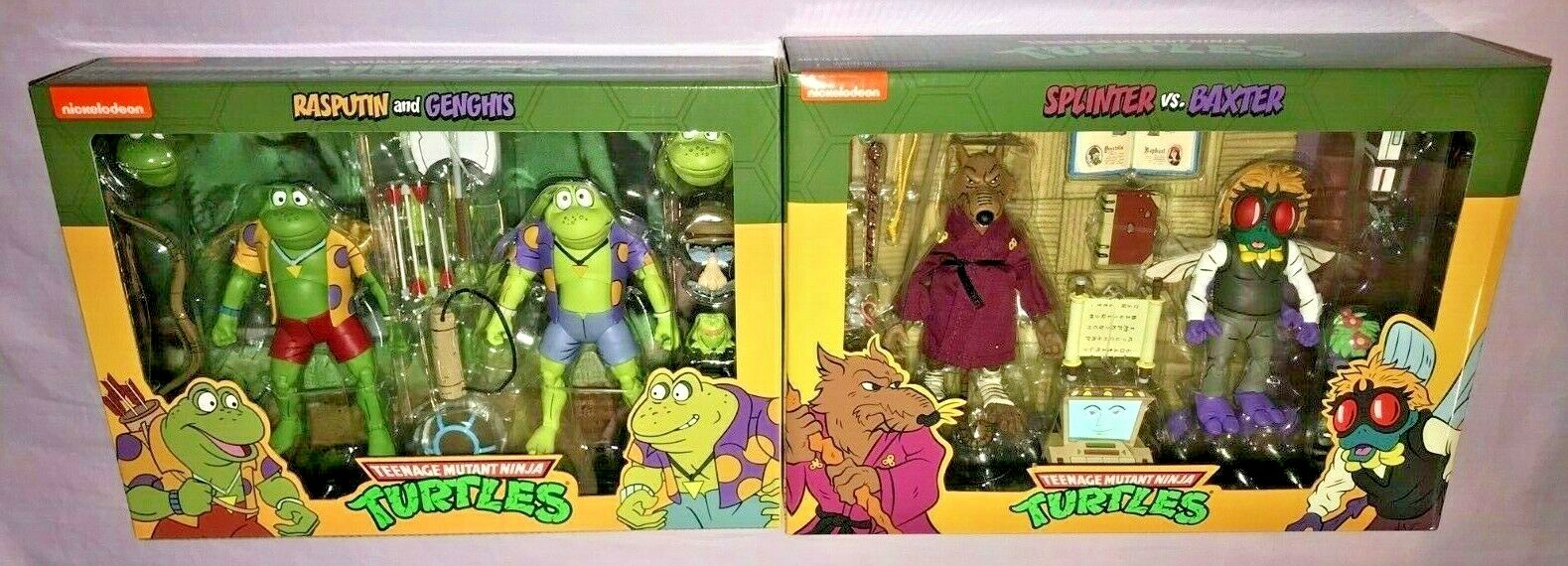 NECA TEENAGE MUTANT NINJA TURTLES RASPUTIN & GENGHIS + SPLINTER vs BAXTER *NEW*