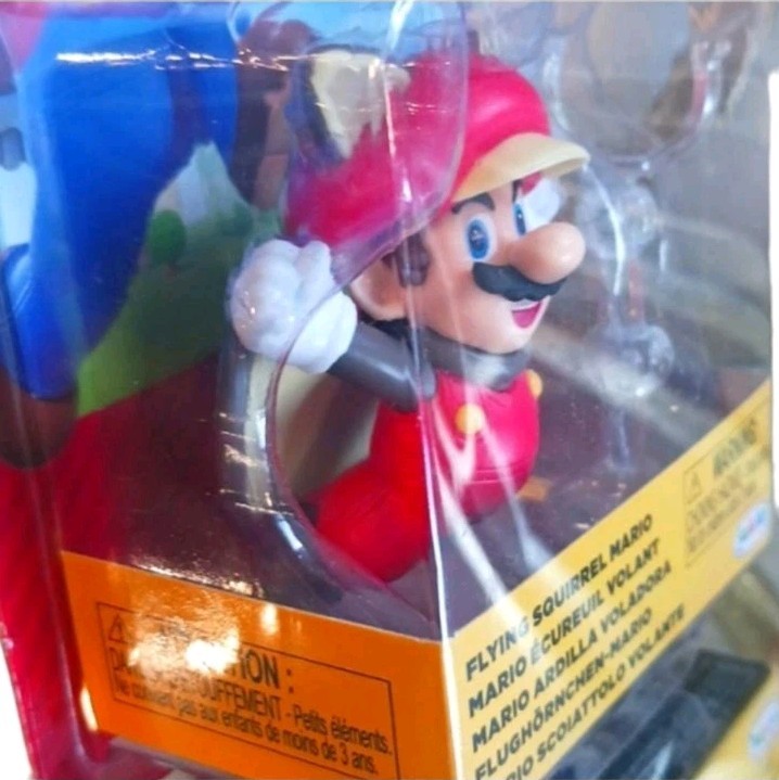 SUPER MARIO FLYING SQUIRREL MARIO Figure by Jakks Pacific, 2.5&Prime;, Red & Brown.