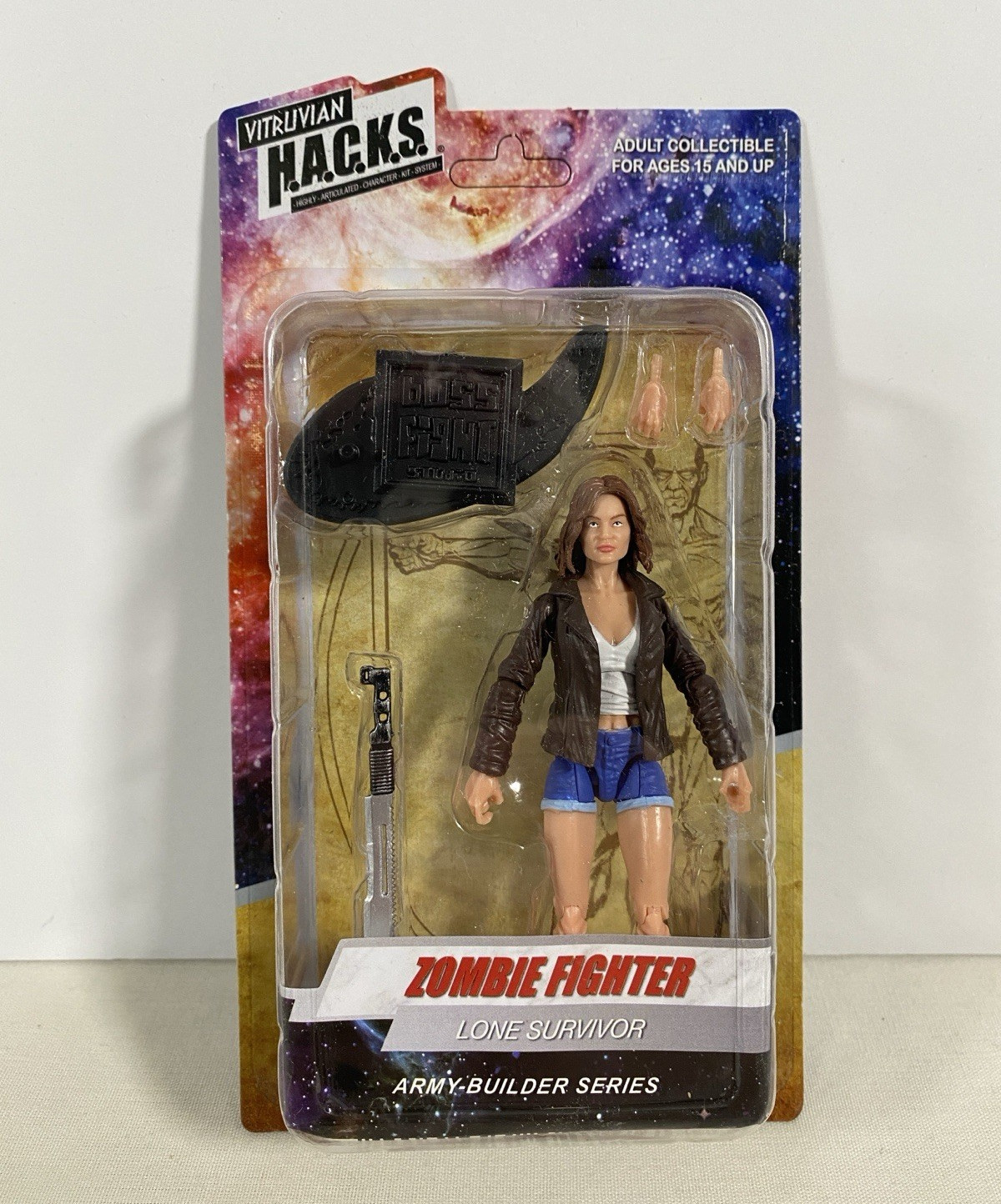 Vitruvian Hacks 4&Prime; Zombie Fighter Lone Survivor Figure H.A.C.K.S. Boss Fight
