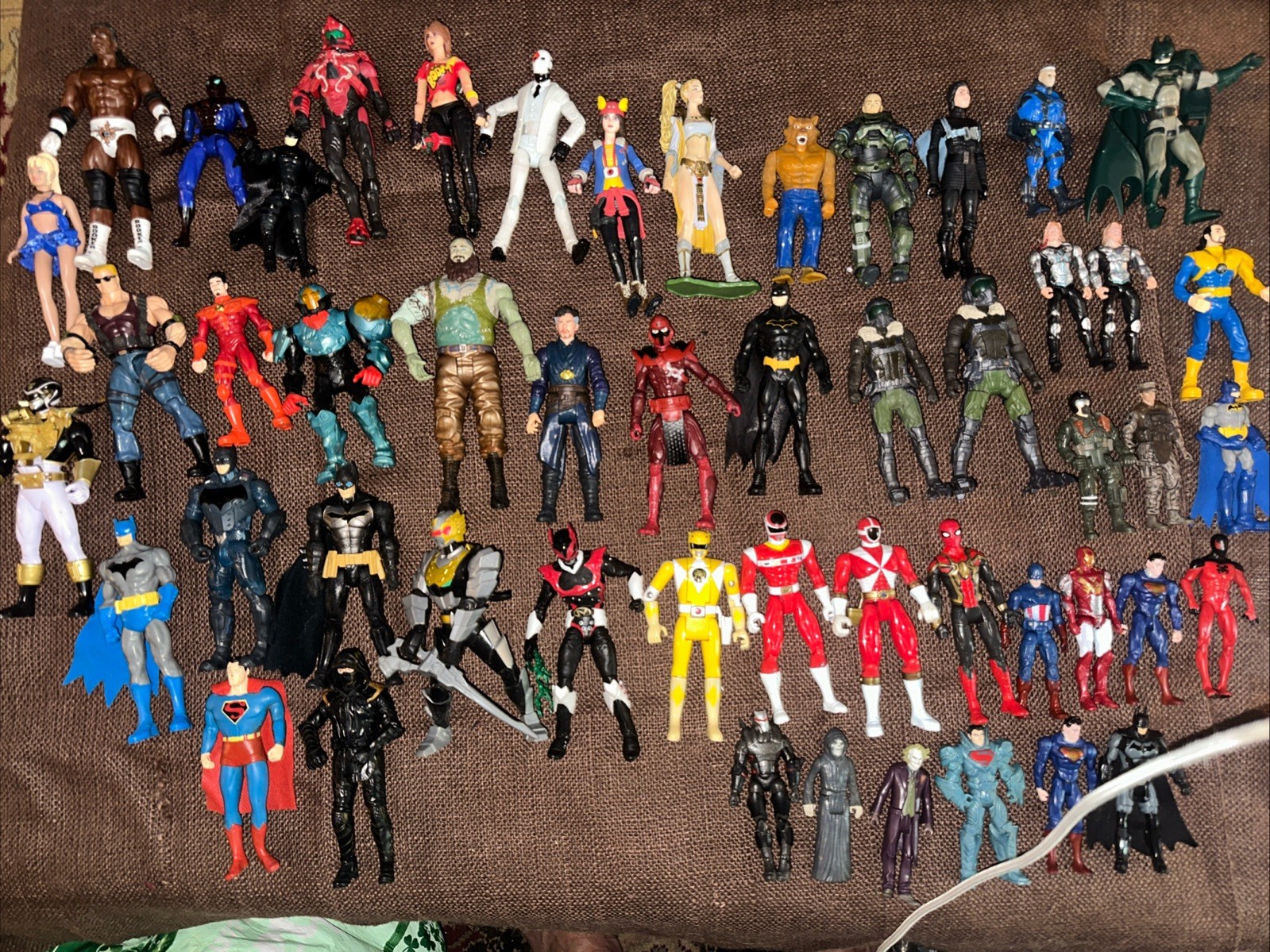 Huge Lot Of 51 Super Hero Action Figure Marvel And Other Figures Mixed Loose