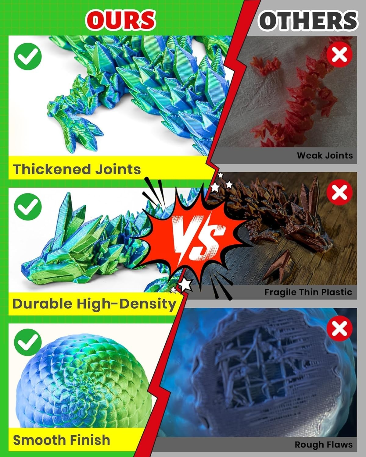 3D Printed Dragon Egg Christmas Party Favors Kids Boys Plastic Figurine