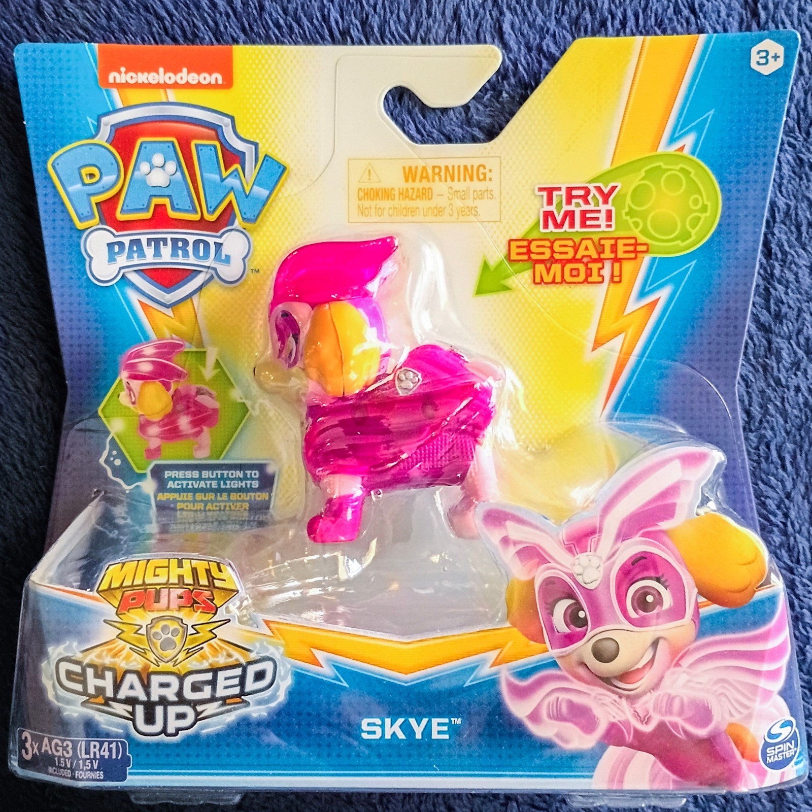 Paw Patrol Mighty Pups Charged Up Skye Figure Spin Master (Needs New Batteries)