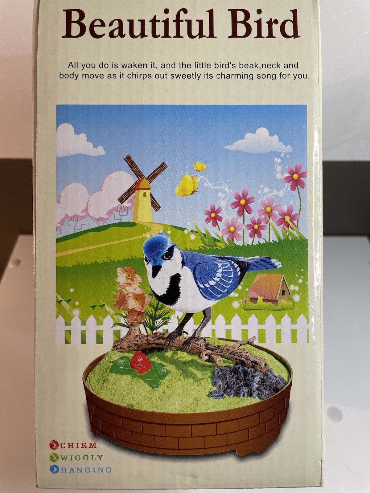 Blue Jay Realistic Singing & Chirping Bird In Cage Gift Set