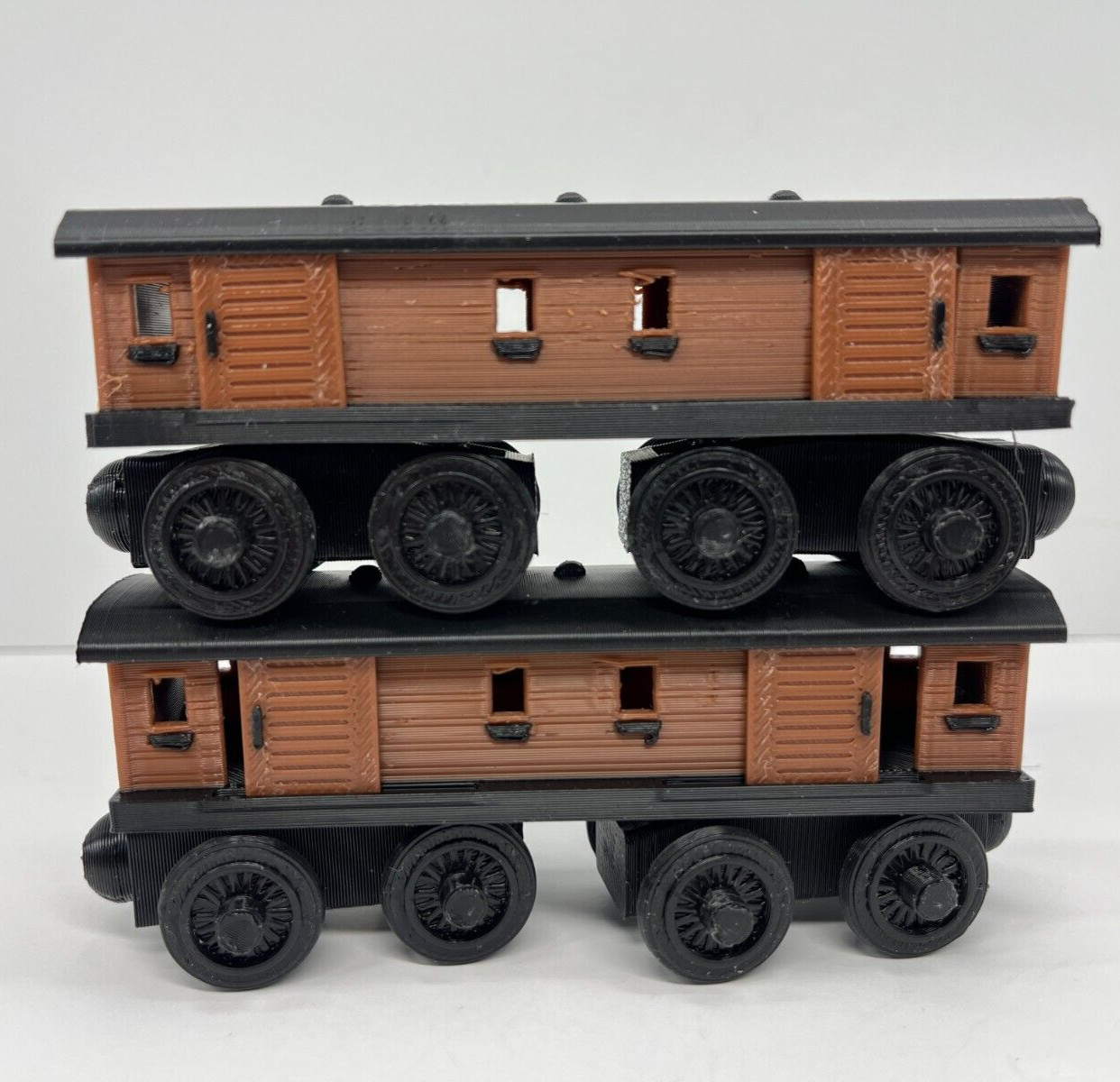 Wooden Railway Compatible Brown Box Cars Custom Made Thomas & Friends Brio