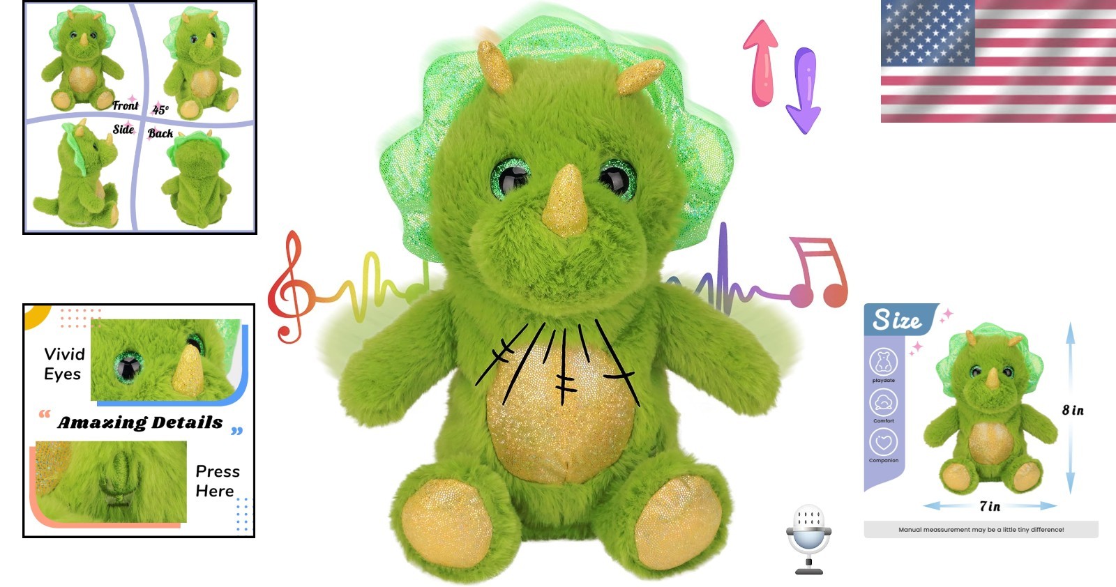 Talking Plush Dinosaur: 8-Inch Animated Toy that Engages Imagination and Speech