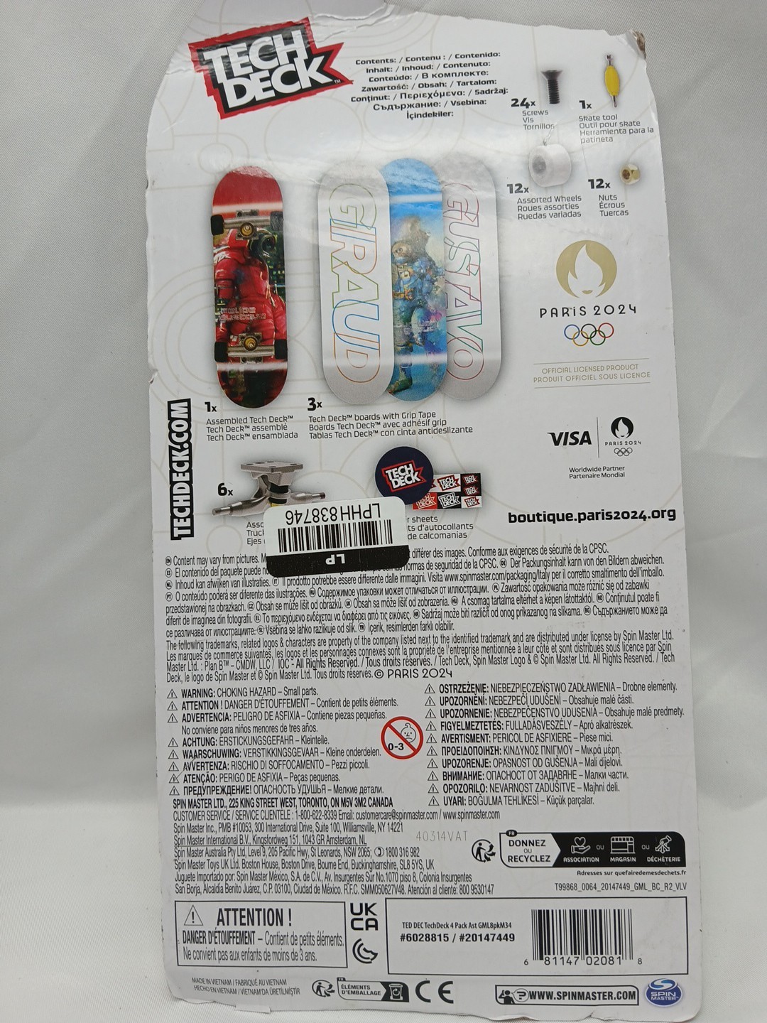 Tech Deck 2024 Paris Olympics 4-Pack Finger Boards New Christmas Birthday Gift