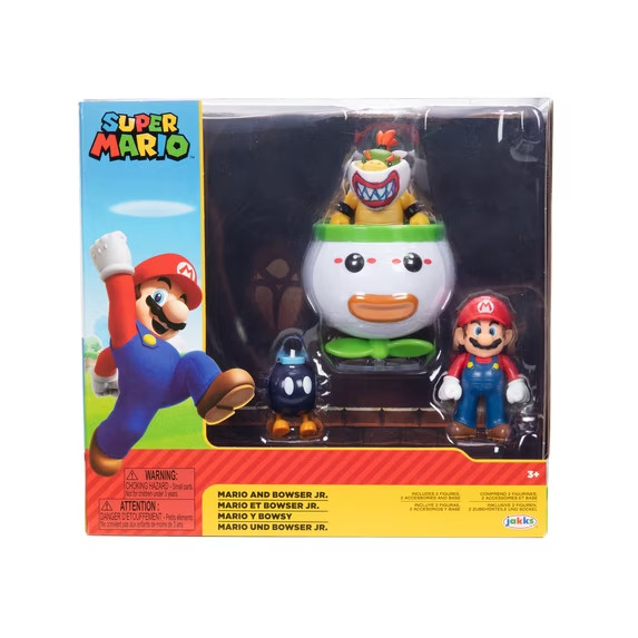 Jakks Pacific Super Mario Bowser Jr Clown Car Bob-omb Nintendo Figures, rare