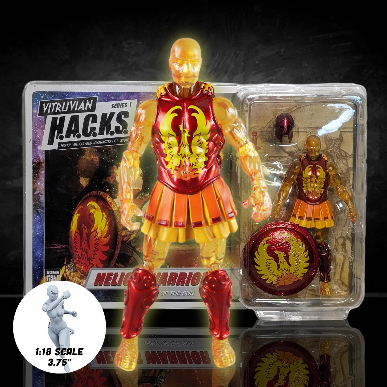 Helios Warrior Vitruvian H.A.C.K.S. Action Figure: Glowing Spartan Champion of