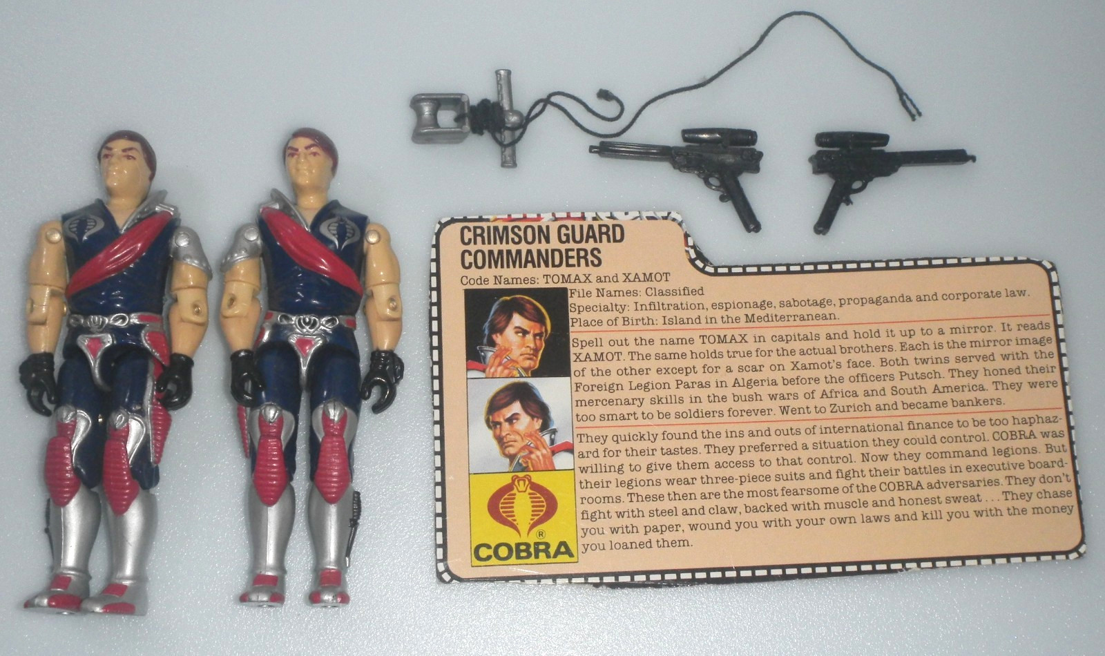 1985 Tomax & Xamot Crimson Guard Twins G.I. GI Joe Cobra Complete Figure Set Lot