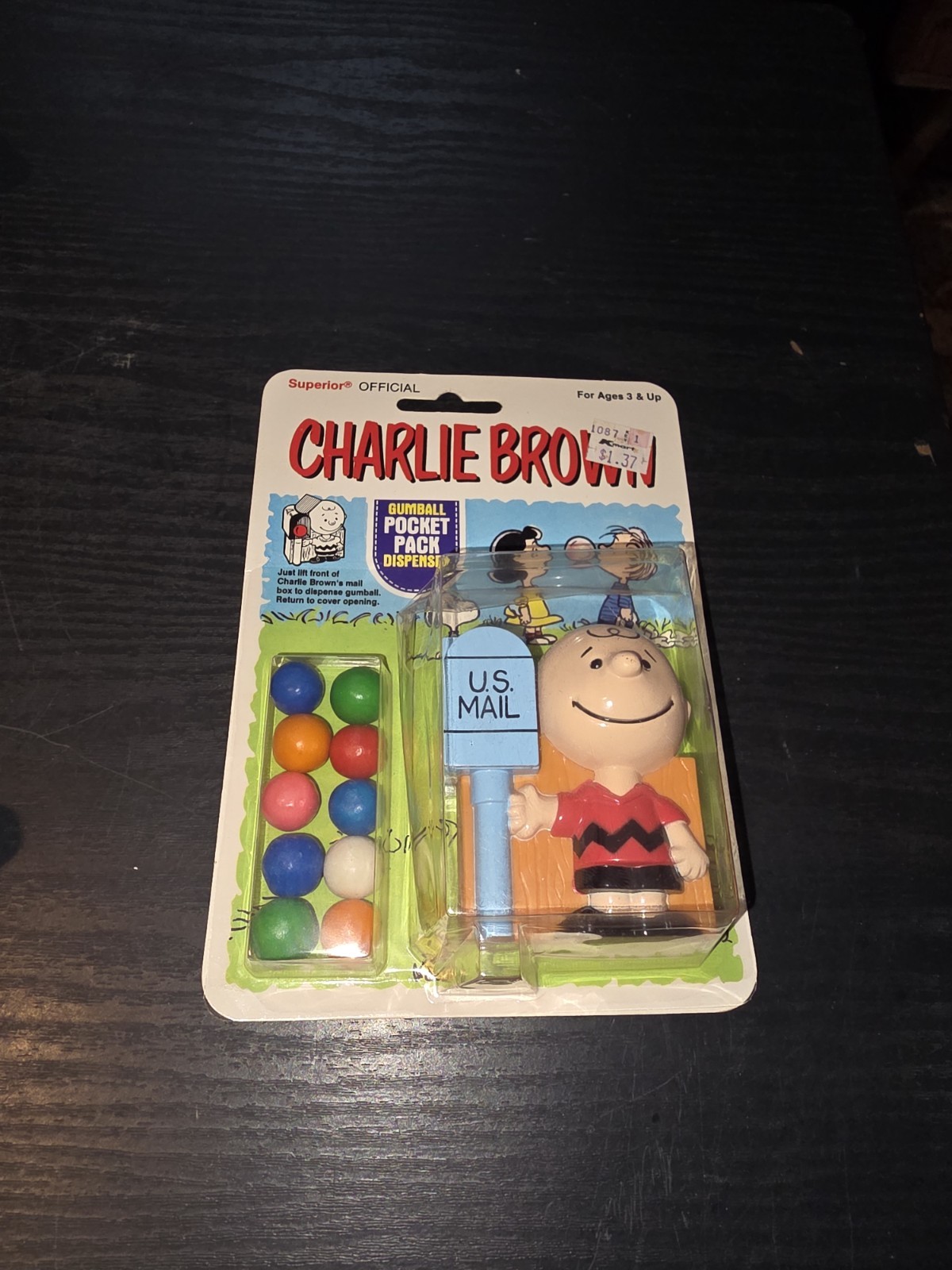 1987 Superior Charlie Brown Pocket Gumball Dispenser NEW SEALED